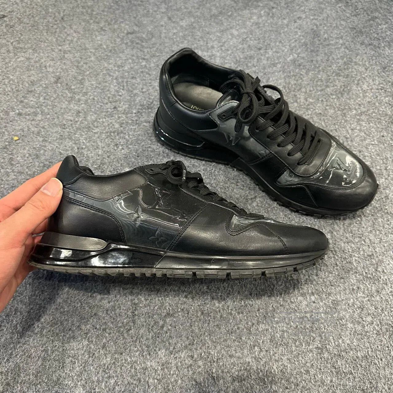 louis vuitton run away sneakers in black.