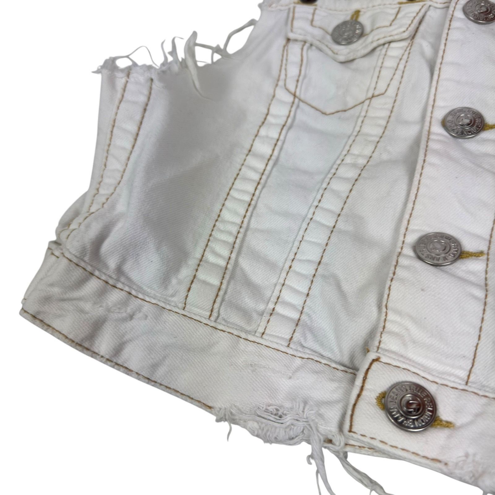 True Religion True Religion Leah Kylie Womens White Cotton Trucker Vest XS Size XS / US 0-2 / IT 36-38 - 7 Thumbnail