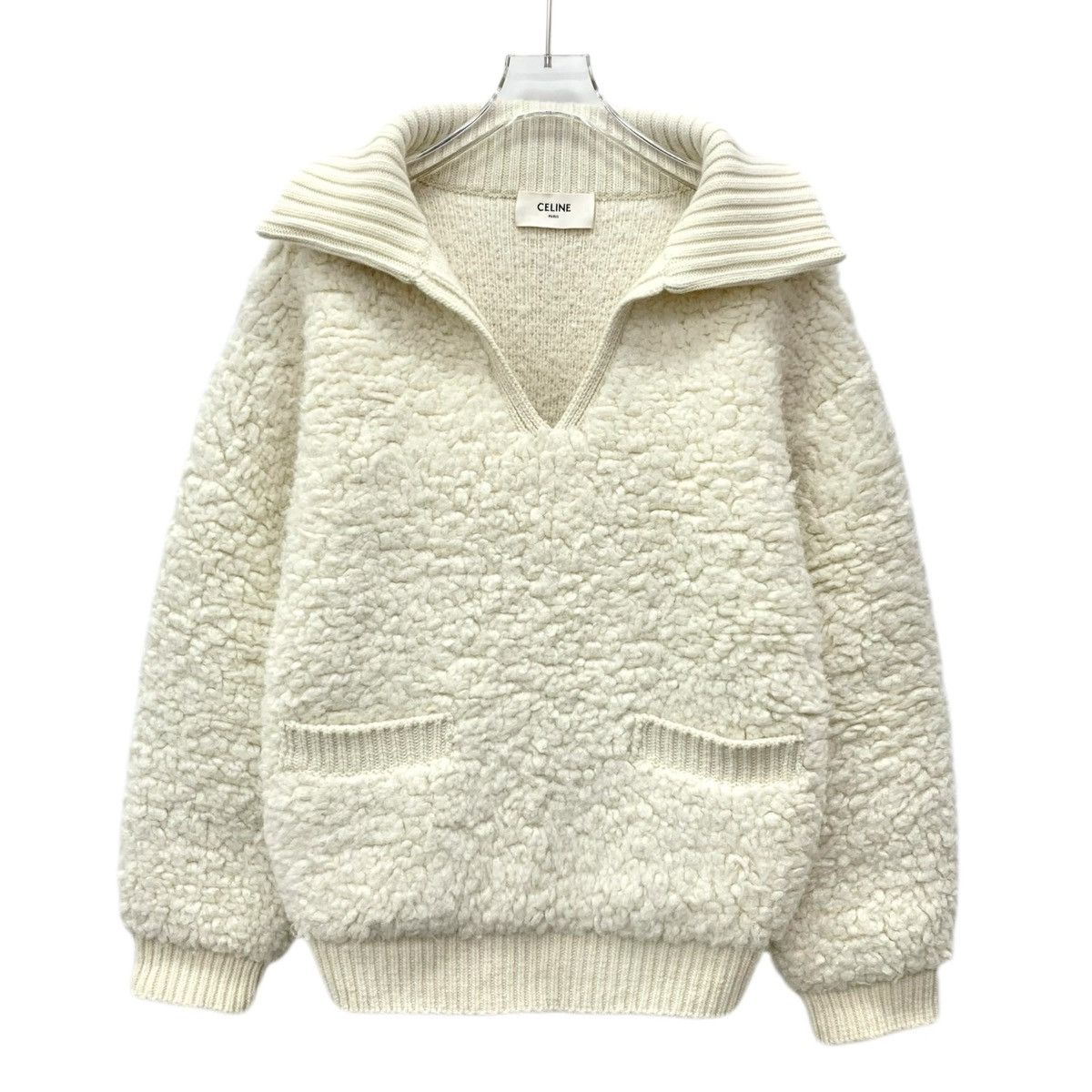 Celine Celine Beige Teddy Wool Lapel Long Sleeve Knit Sweater Size XS / US 0-2 / IT 36-38 - 1 Thumbnail