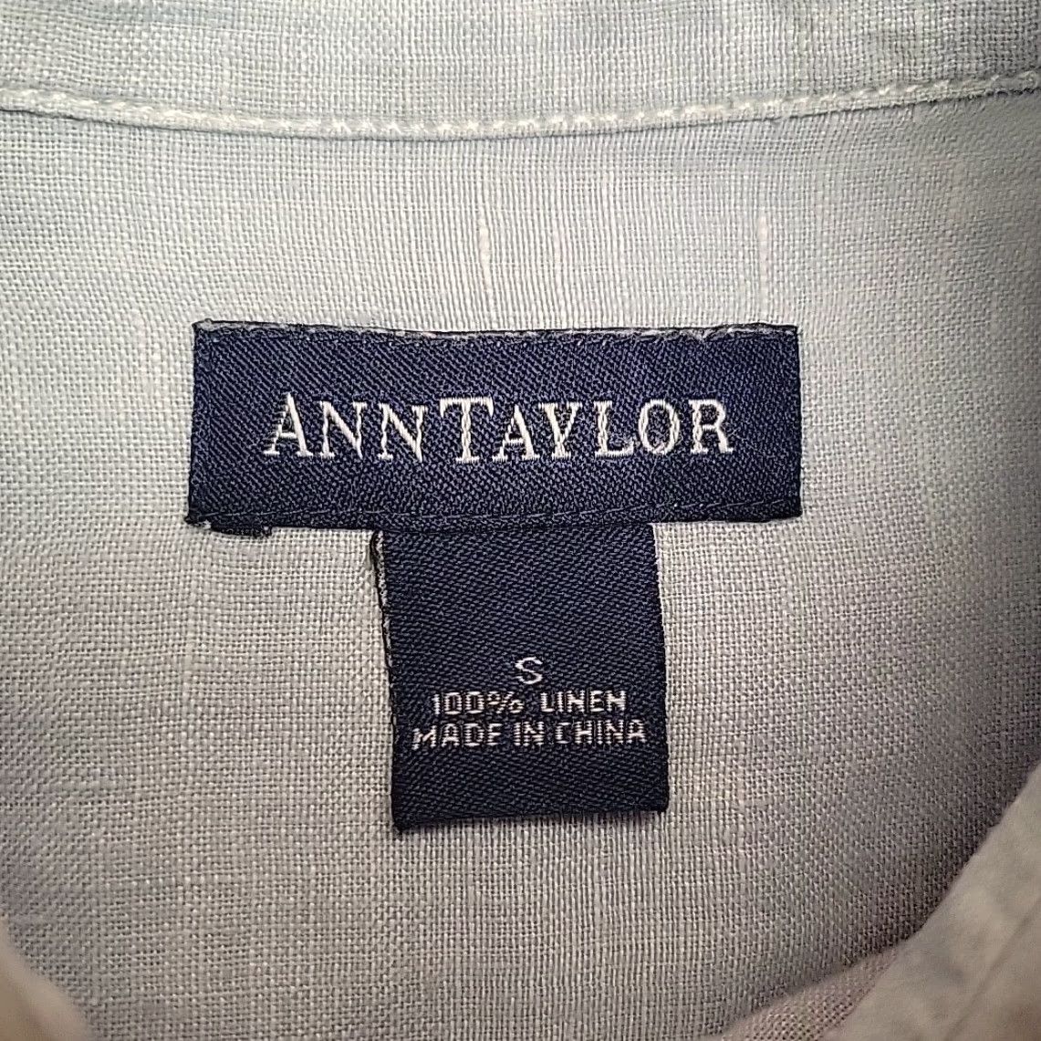 Ann Taylor Ann Taylor Shirt Womens S Blue 100% Linen Button Top Coastal Cottage Casual Neck Collared Long Sleeve Solid Womens Size S / US 4 / IT 40 - 3 Thumbnail