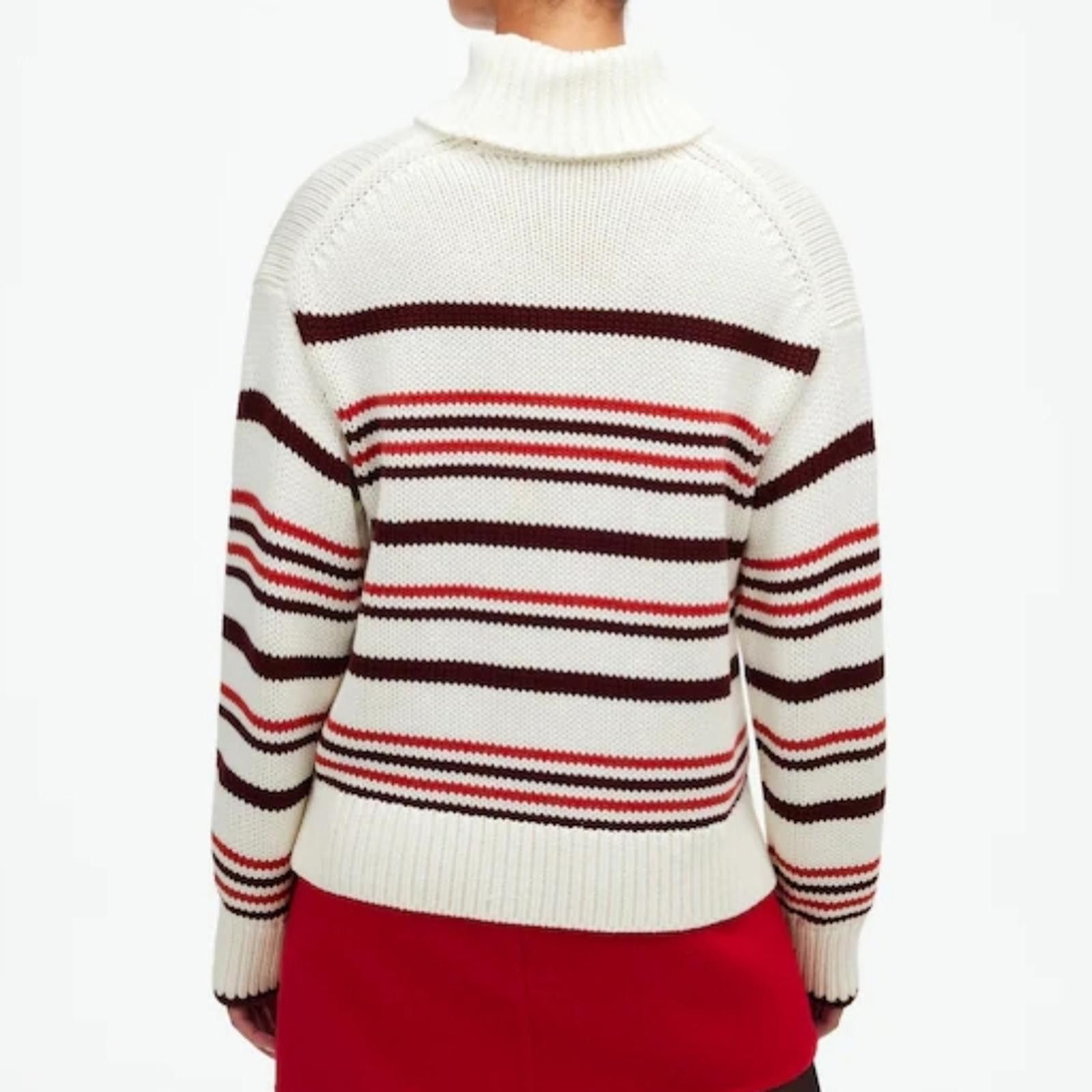 Madewell Madewell Ribbed Cotton Turtleneck Sweater in Stripe Size XS / US 0-2 / IT 36-38 - 4 Thumbnail