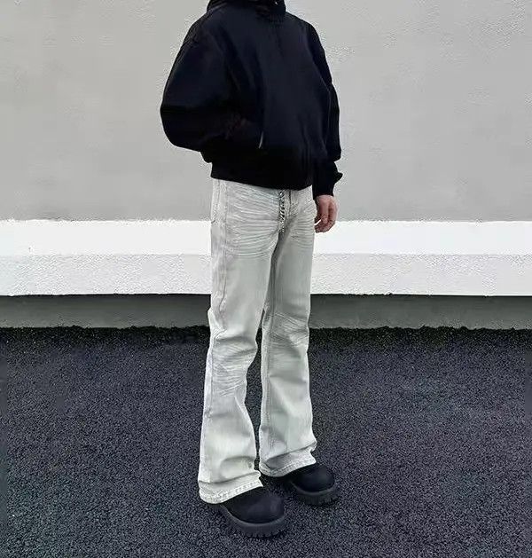 Japanese Brand Kinuka x Jinno Vintage Washed and Aged White Flared Jeans Size US 32 / EU 48 - 5 Thumbnail