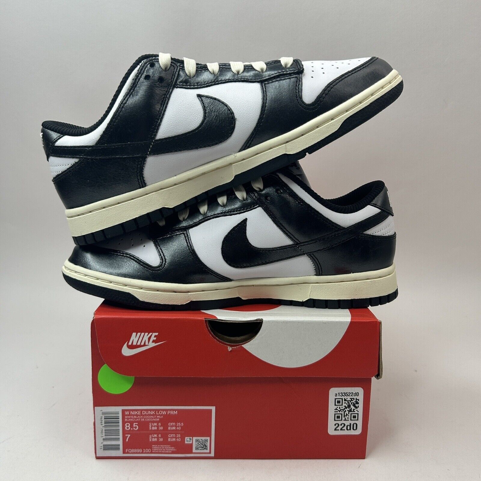 Nike Nike Dunk Low PRM WMNS “Vintage Panda/Black White” 2023 Size US 8.5 / IT 38.5 - 3 Thumbnail