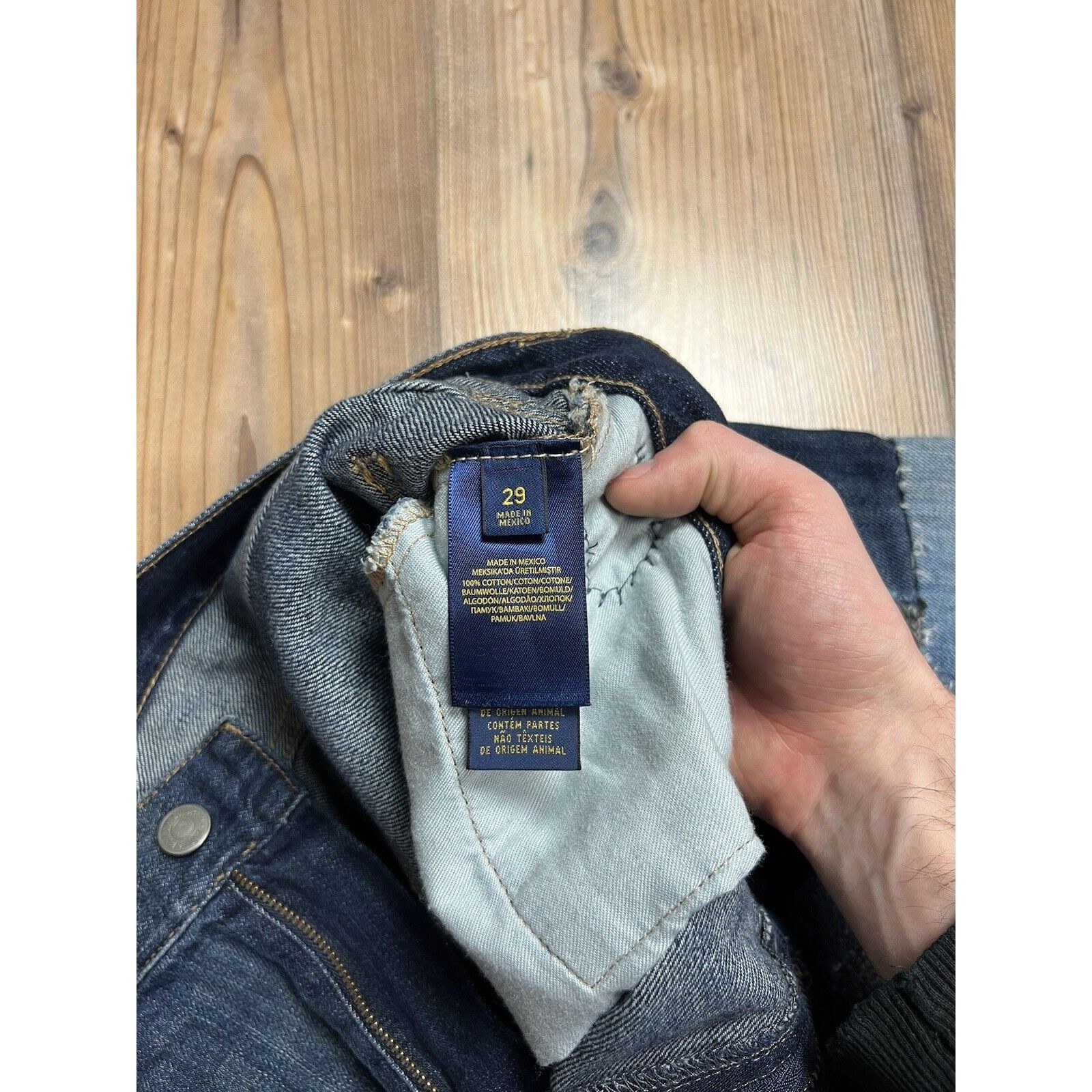Polo Ralph Lauren Polo Ralph Lauren Dungarees Patchwork Blue Distressed Denim Size US 29 - 17 Thumbnail