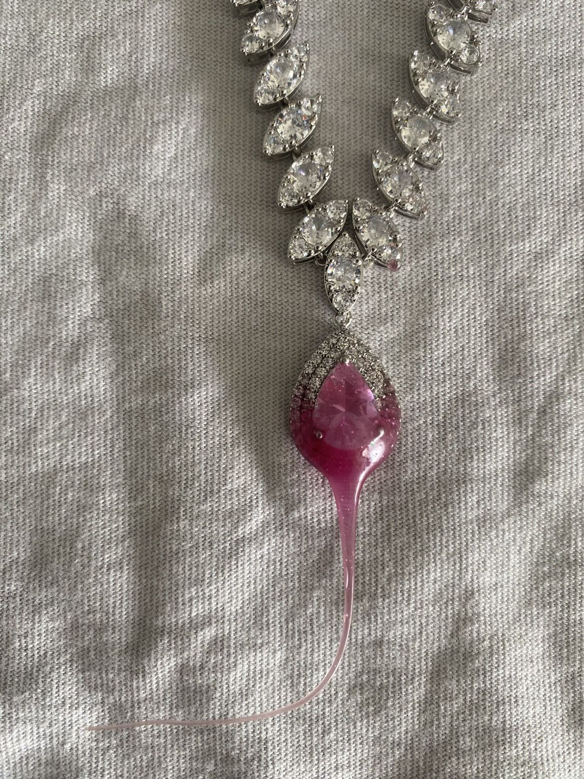 Ottolinger Ottolinger Exclusive Silver & Pink Diamond Dip Necklace Size ONE SIZE - 3 Thumbnail