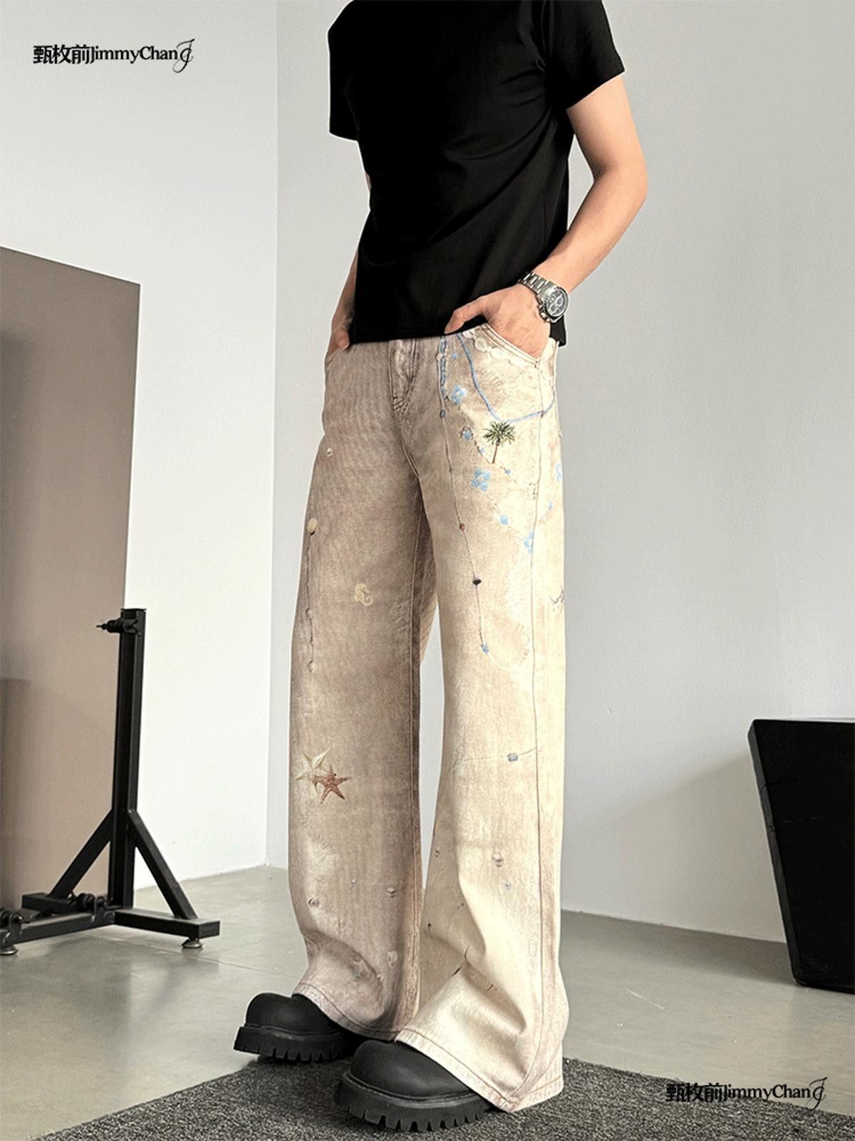 Other Wide-Leg Star Print Graphic Denim Jeans Size US 30 / EU 46 - 7 Thumbnail
