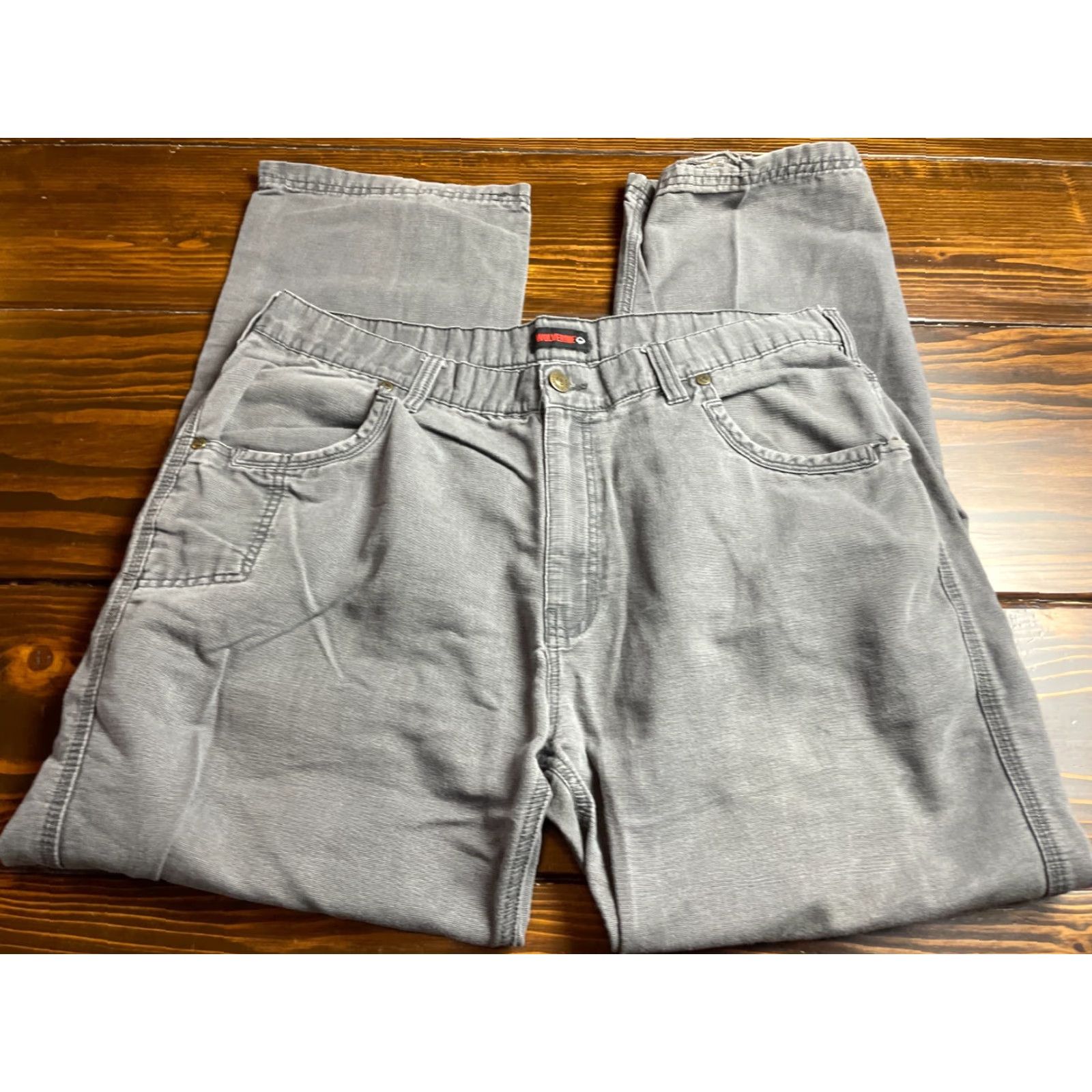 Vintage Wolerine Workpants Men's Size 38/32 Gray Straight Pockets Frayed Hem Spot on Leg Jeans Men Vintage No Size US 38 / EU 54 - 7 Thumbnail