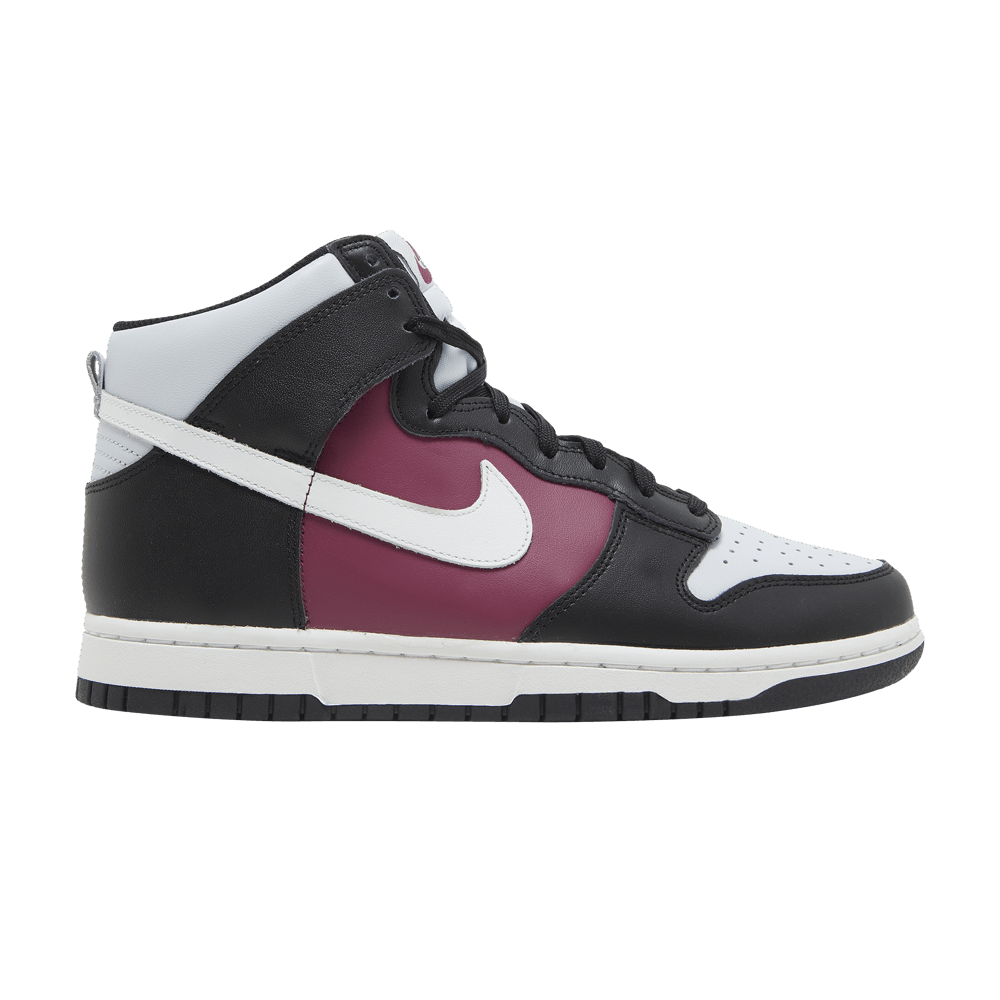 image of Nike Wmns Dunk High Black Rosewood Shoes in Red, Women's (Size 8)