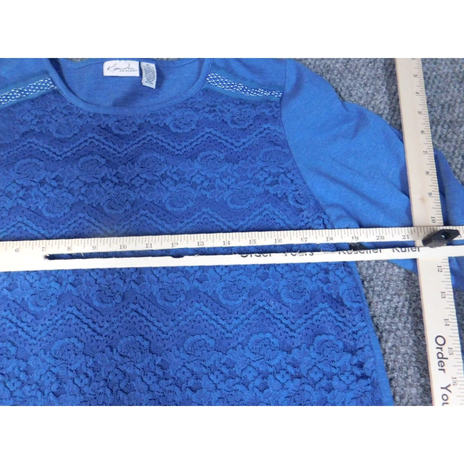 Vintage Kim Rogers Womens Sweater Pullover Crew Neck Blue PR Petite Knit Lightweight Long Sleeve Corkbackless? Size L / US 10 / IT 46 - 7 Thumbnail