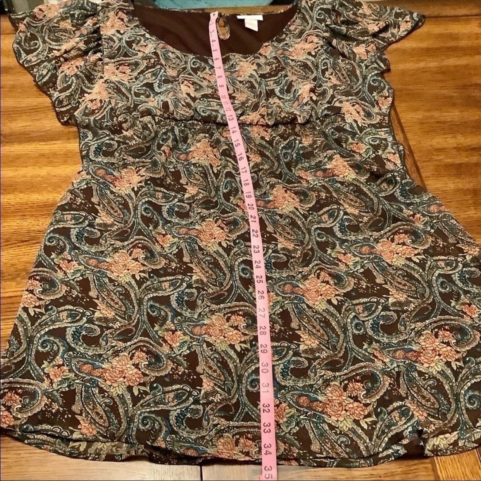 Other Loop 18 Vintage PAISLEY Flutter Sleeve Baby Doll Dress 9/11 Size L / US 10 / IT 46 - 5 Thumbnail
