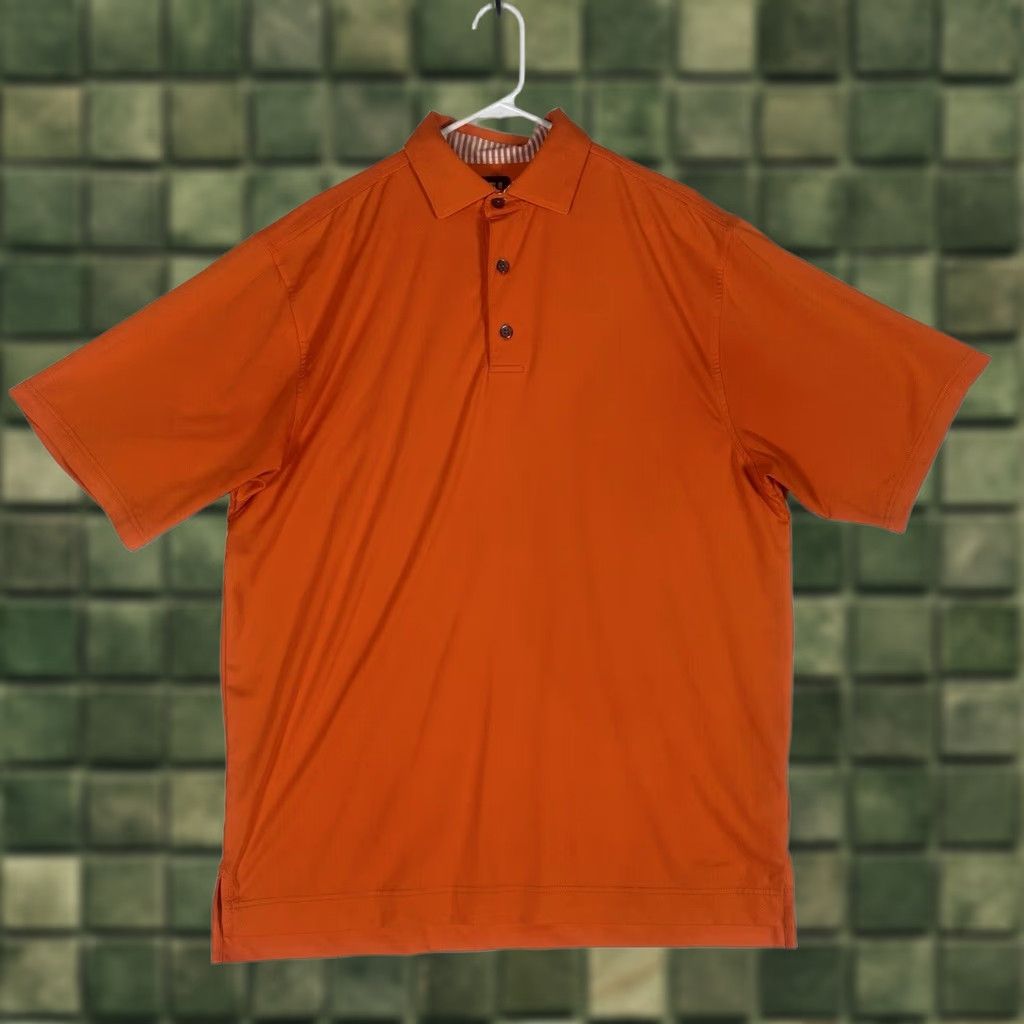 Footjoy FootJoy Polo Shirt Mens L Short Sleeve Pullover Orange Striped Golf Casual S/S FJ Shirt Mens ORANGE Striped Golf Polo Shirt Men L Size US L / EU 52-54 / 3 - 1 Thumbnail