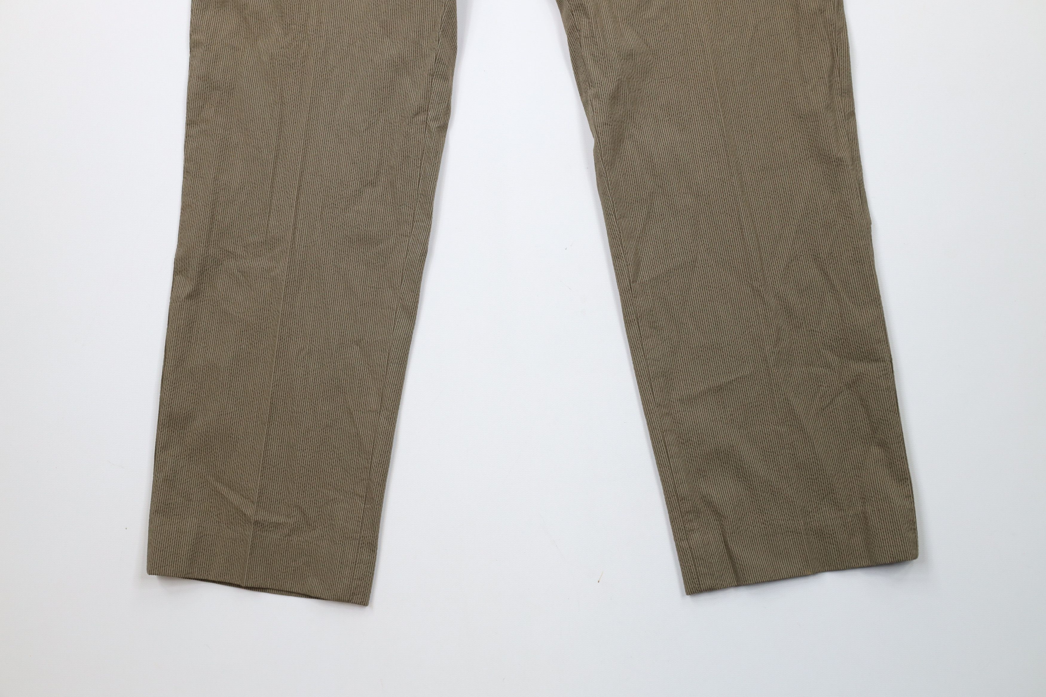 Express × Vintage New Express Pinstriped Straight Leg Chino Pants Brown Cotton Size US 33 - 4 Thumbnail