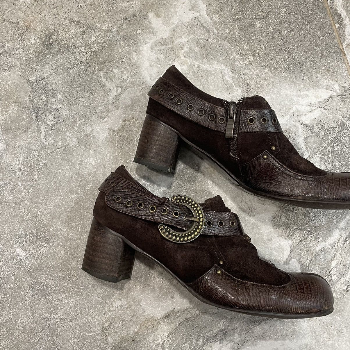 Japanese Brand 37 brown cyber punk cowboy western heels boots 90s aztek roc Size US 7 / IT 37 - 2 Thumbnail