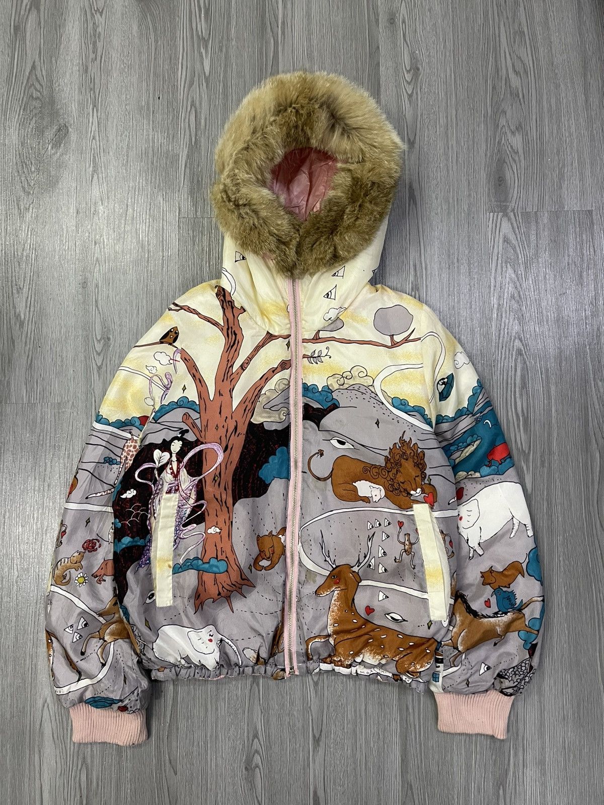 Tsumori Chisato Issey Miyake Silk Reversible Padded Fur Hoodies Puffy Jacket Size S / US 4 / IT 40 - 1 Thumbnail