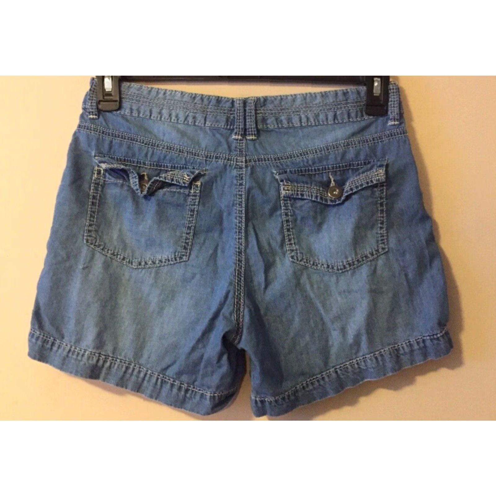 Vintage Supplies Women's Mid Rise Shorts Size 6 100% Cotton Blue 31x4-1/4 Casual Size 24" / US 00 / IT 34 - 6 Thumbnail