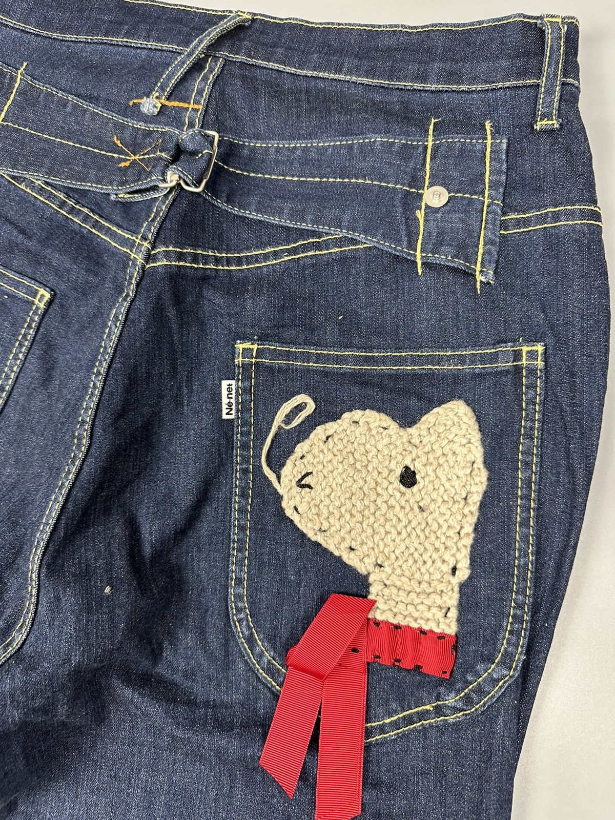 Issey Miyake × Ne-Net Ne-Net by Issey Miyake Embroidered Buckle Back Denim Size US 28 / EU 44 - 7 Thumbnail