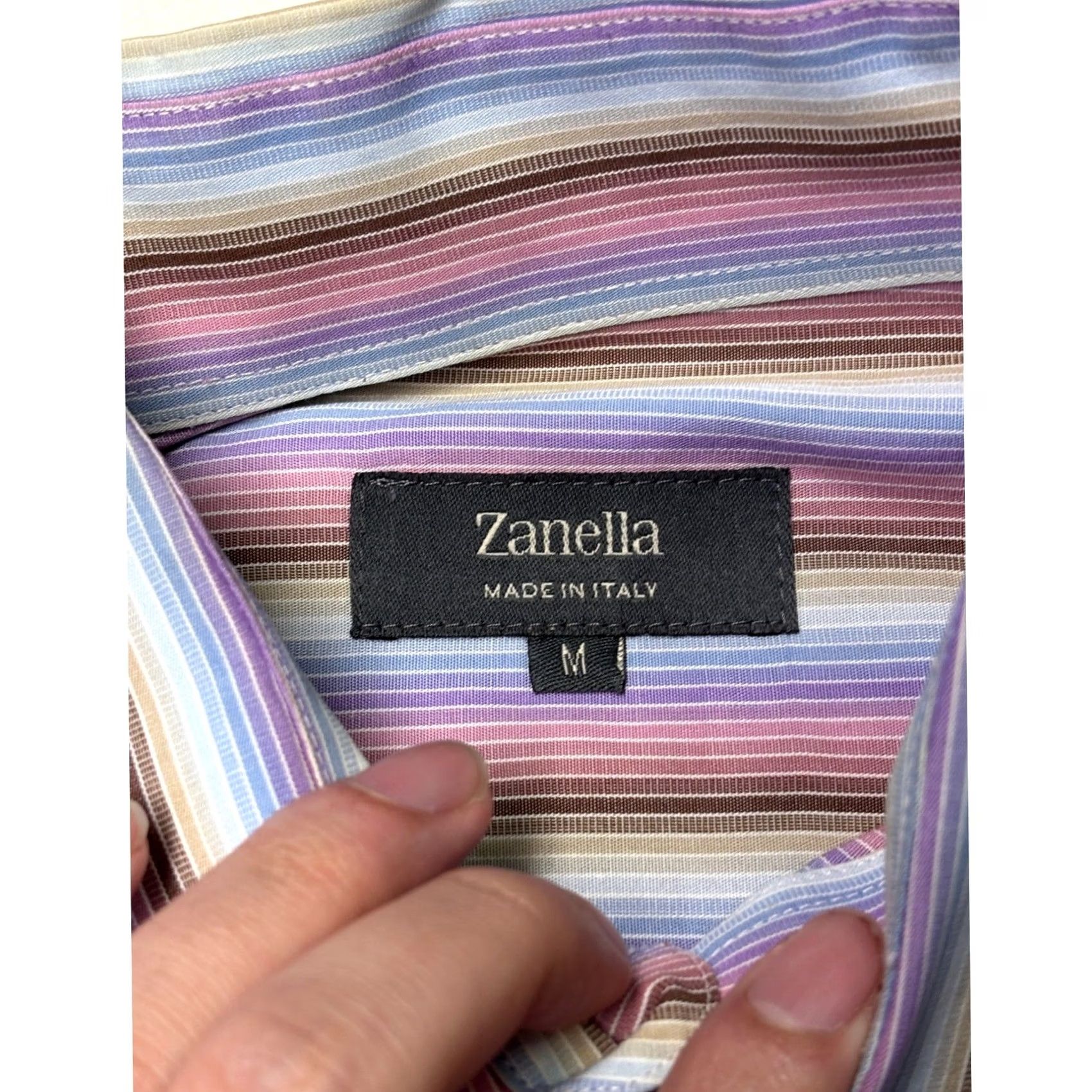 Zanella Zanella Floyd Mens M Button Down Shirt Multi Color Stripe Long Sleeve Italy Size US M / EU 48-50 / 2 - 4 Thumbnail