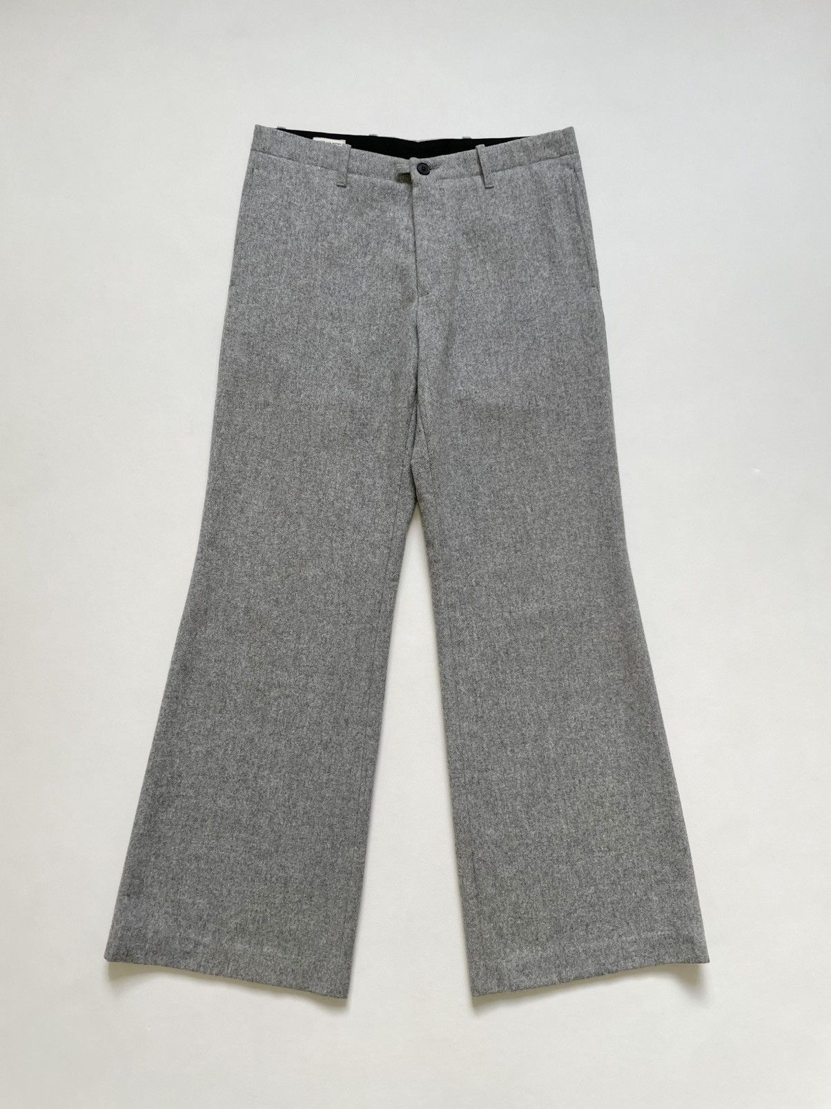 Dries Van Noten Light Grey Wool Flared Leg Pants Size US 32 / EU 48 - 2 Thumbnail