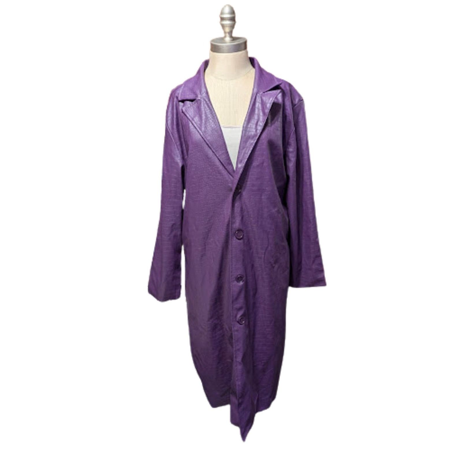 Unknown London Suicide Squad Joker Purple Faux Leather Coat Men's L USED Size US L / EU 52-54 / 3 - 1 Thumbnail