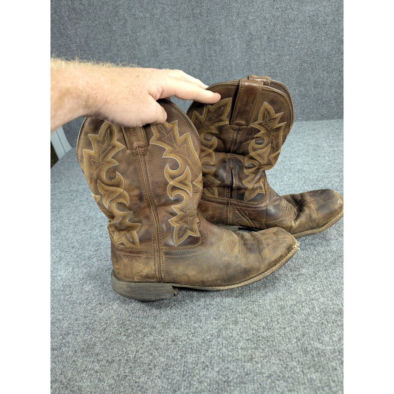 Durango Durango Westward Western Boot Brown Mens 9.5 W Shoes Leather Square Toe Pull On Cowboy Style Boot Mens Brown Western Durango Westward Boot 9.5W Size US 10 / EU 43 - 3 Thumbnail