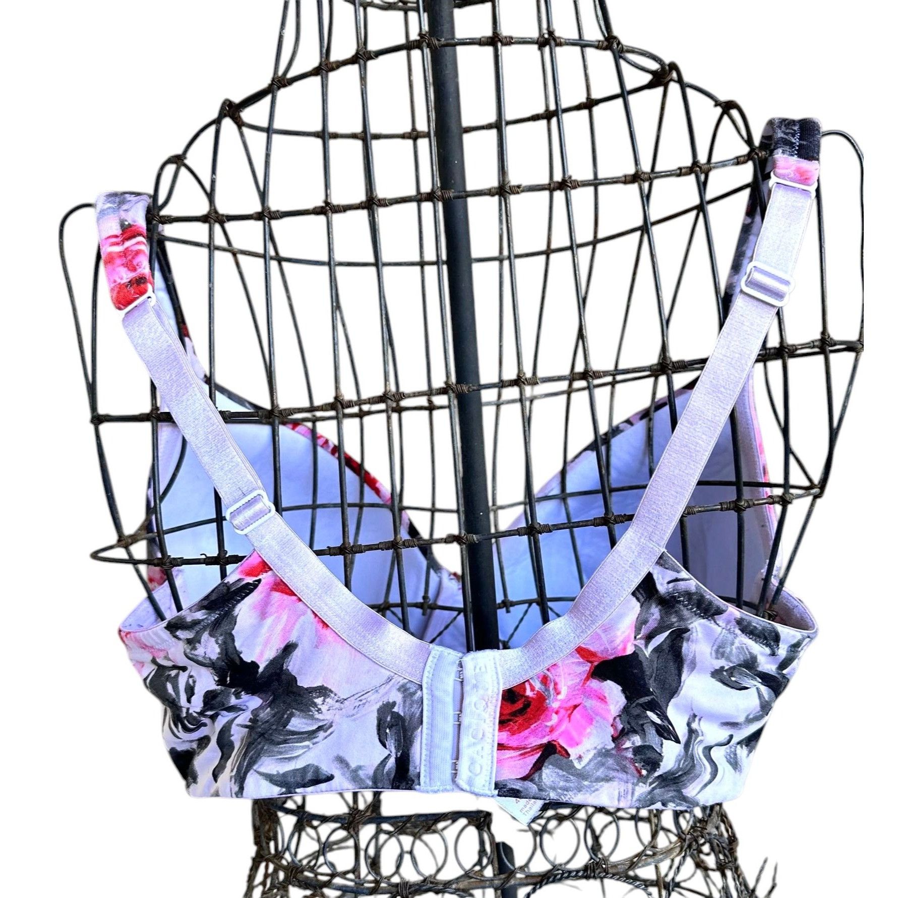 Other Cacique Bra 40D Floral Roses White Pink Black Lightly Lined Size S / US 4 / IT 40 - 3 Thumbnail