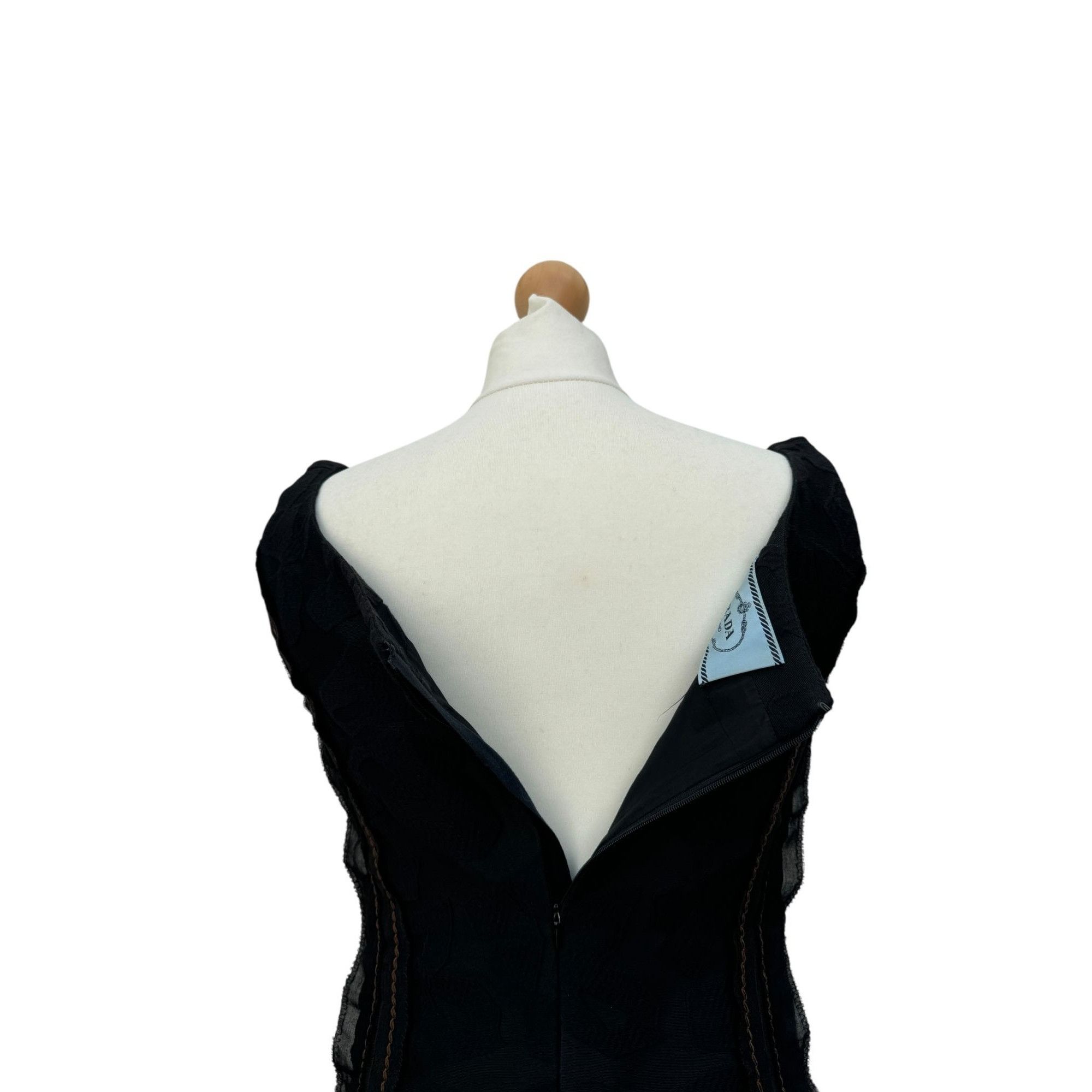 Prada Black Textured Cotton-Silk Blend Dress Size M / US 6-8 / IT 42-44 - 6 Thumbnail