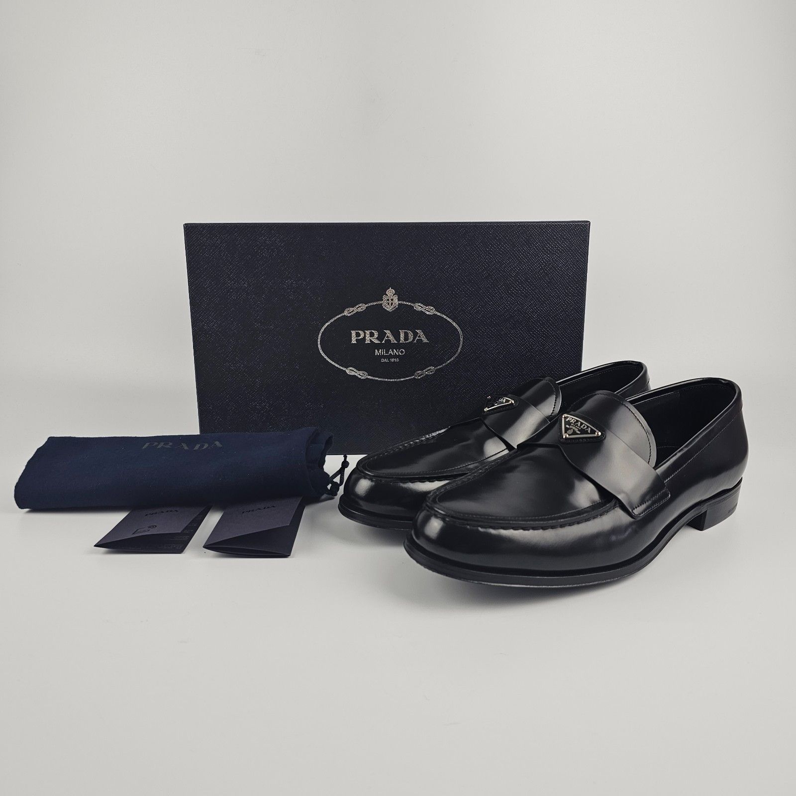 Prada PRADA $1120 Black Brushed Leather Loafers New And Authentic Size US 7 / EU 40 - 3 Thumbnail