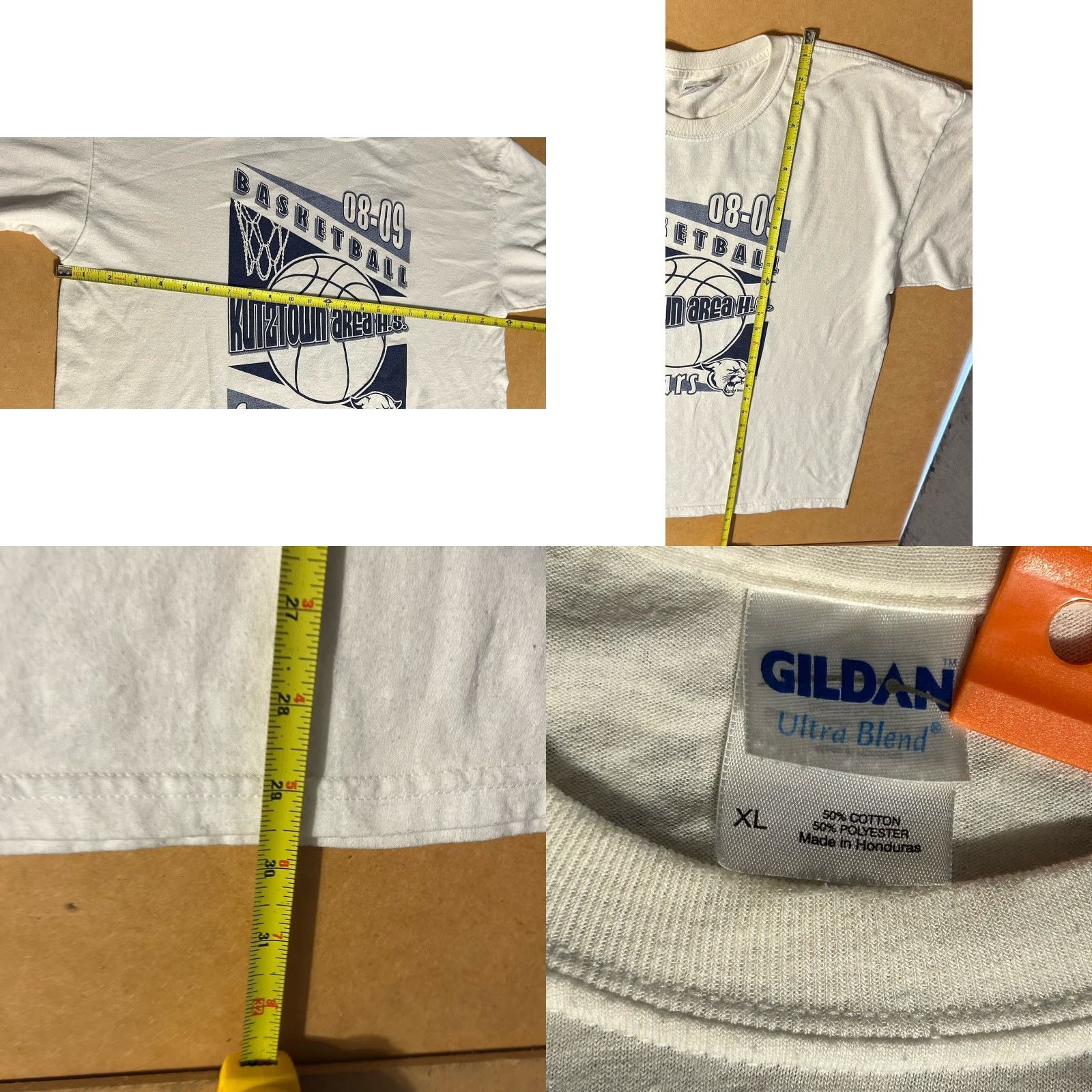 Gildan Y2K Kutztown Area High School Cougars Basketball 08-09 Shirt Men XL White Gildan Size US XL / EU 56 / 4 - 10 Thumbnail