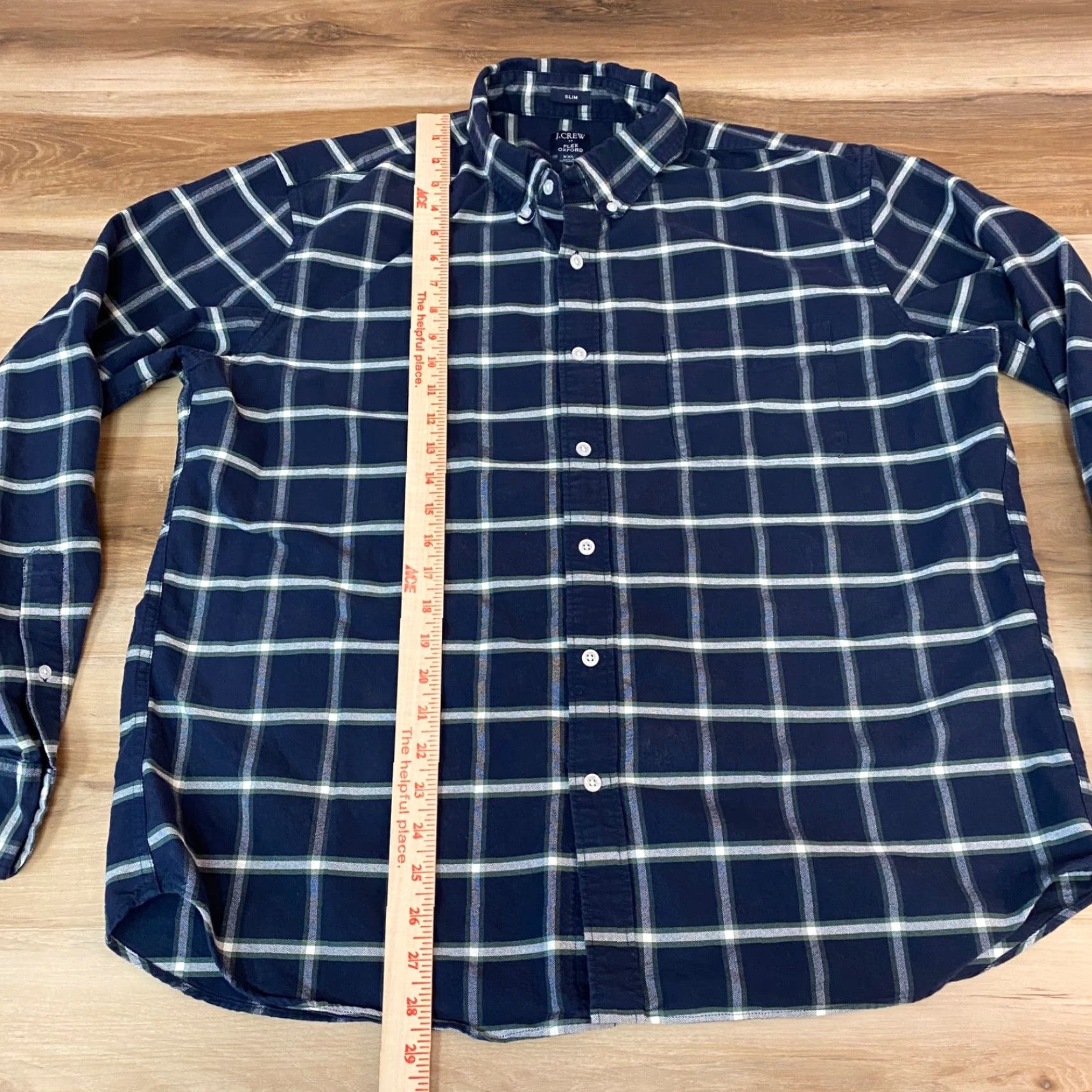 J.Crew J. Crew Oxford Shirt Mens XXL Slim Navy Plaid Button-Down OCBD Size US XXL / EU 58 / 5 - 4 Thumbnail