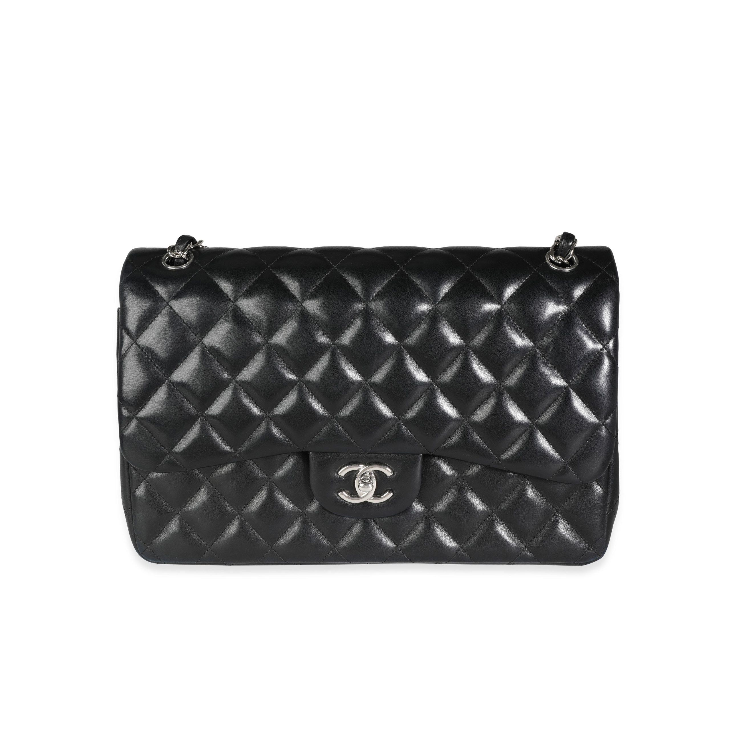 image of Chanel Black Quilted Lambskin Classic Jumbo Double Flap Bag, Women's