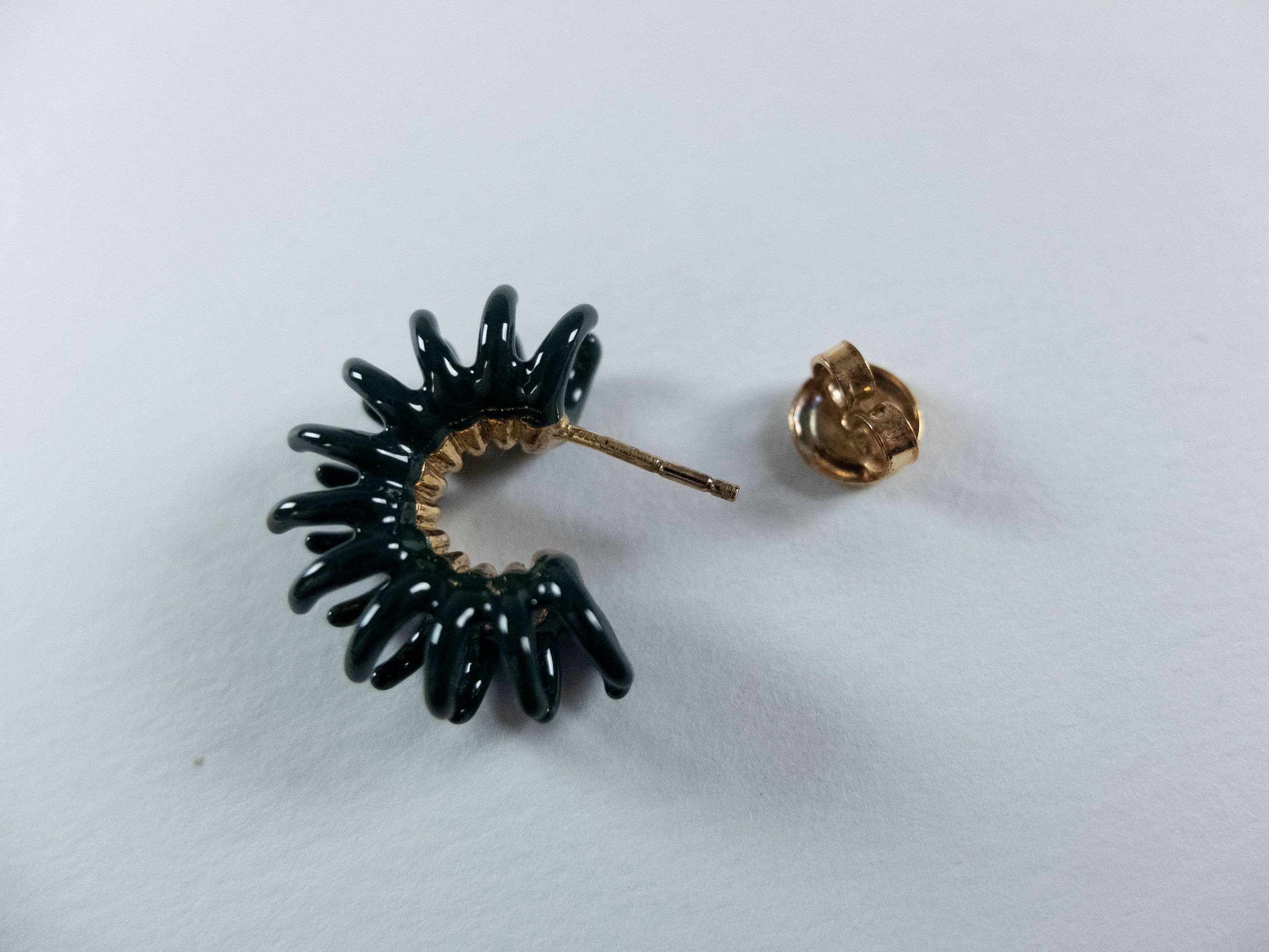 Bottega Veneta BOTTEGA VENETA Spine dark green enameled hoop earrings q Size ONE SIZE - 8 Thumbnail