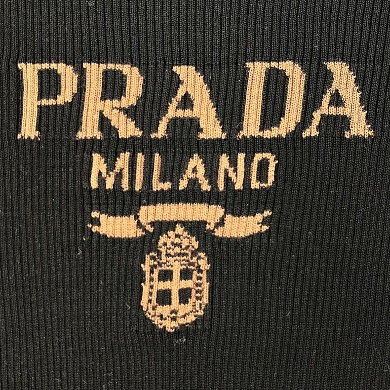 Prada Prada Size 38 Black classic logo mulberry silk elastic kni Size US XS / EU 42 / 0 - 8 Thumbnail