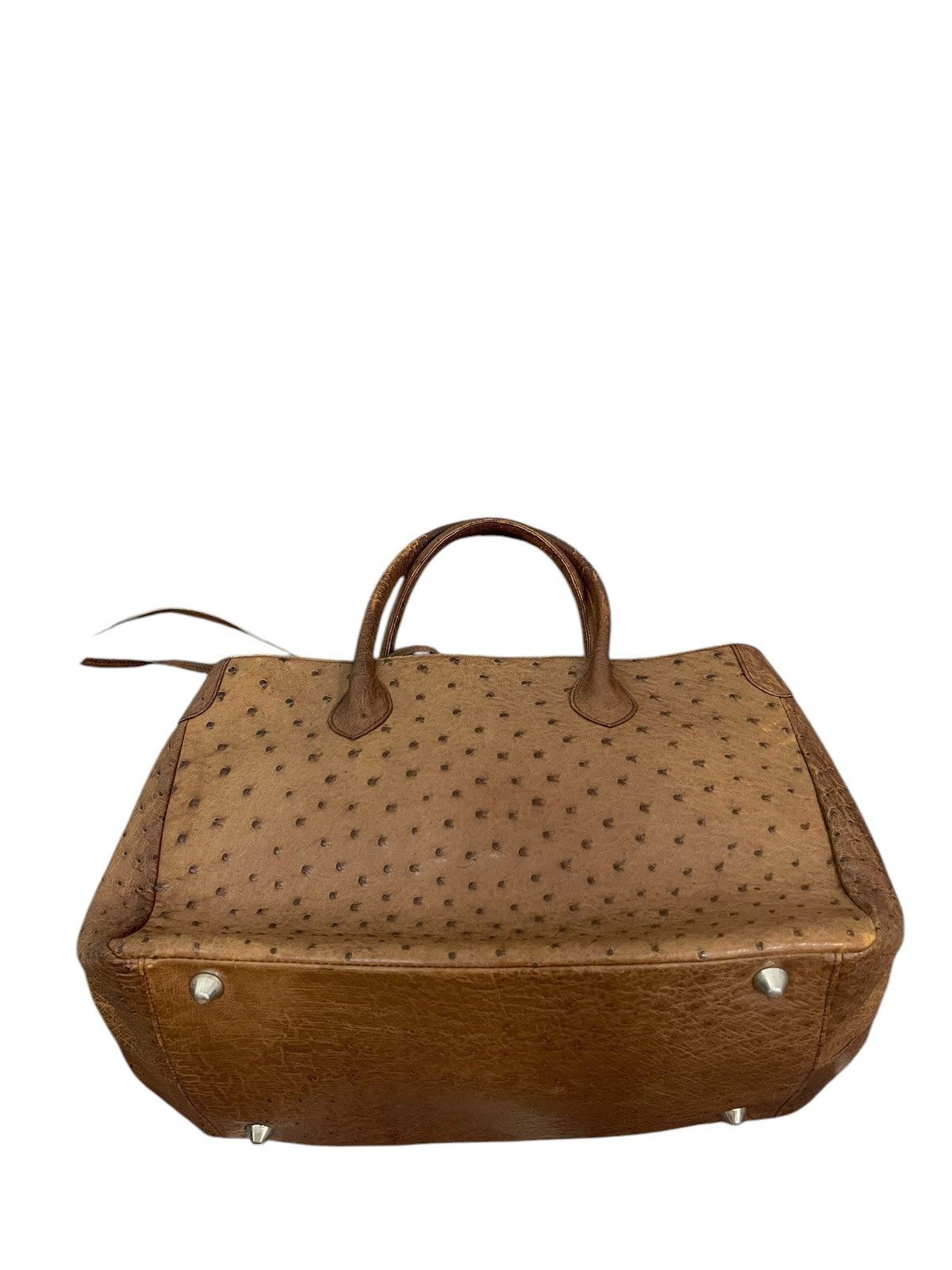 Genuine Leather Full Leather Ostritch Patina Vtg Unknown Tote Bag 2🟩0 Size ONE SIZE - 13 Thumbnail
