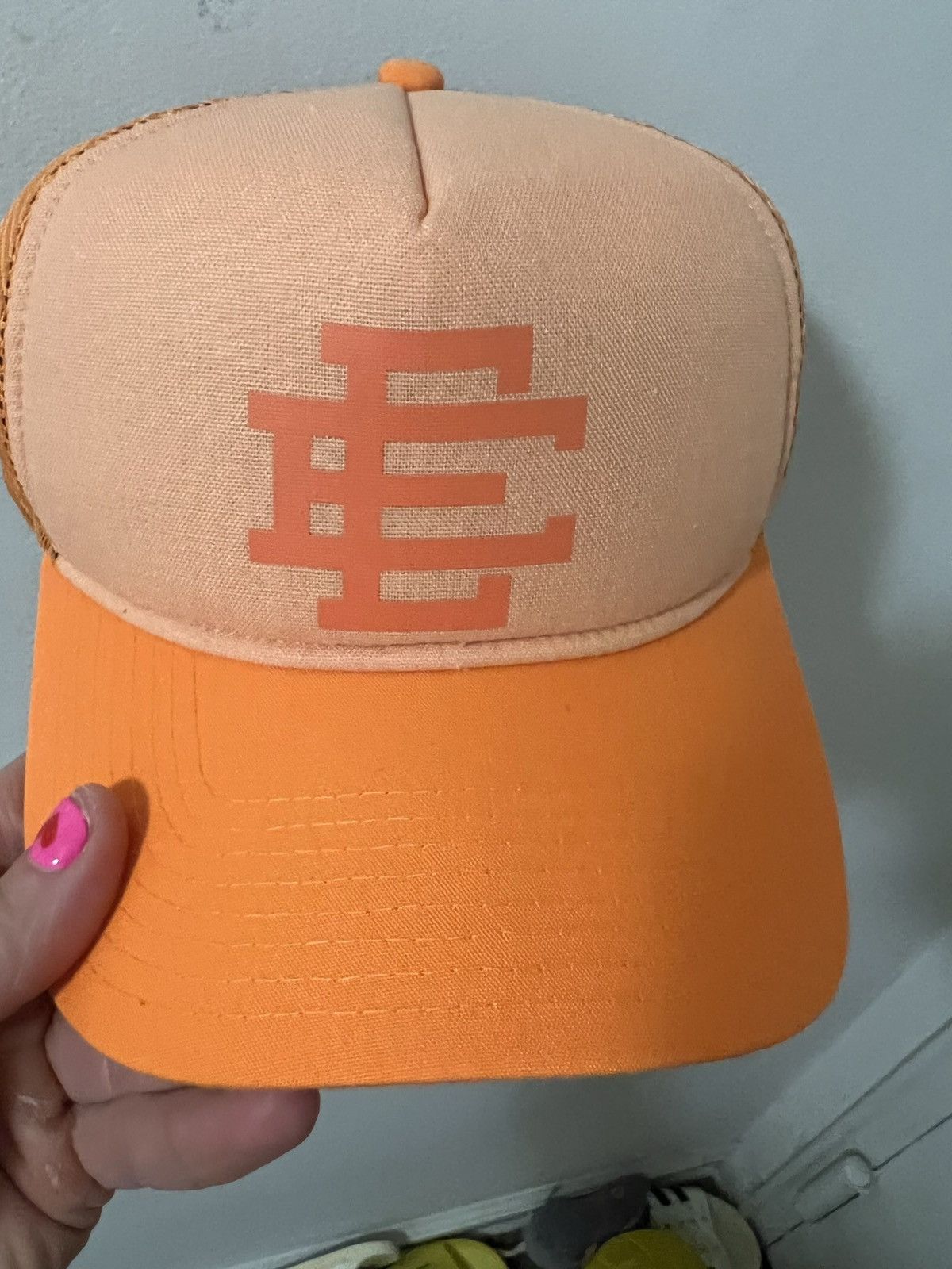 Eric Emmanuel EE Orange & White Trucker Hat EE ERIC EMANUEL TRUCKER HAT RARE HOUSTON New | Mercari main image 4