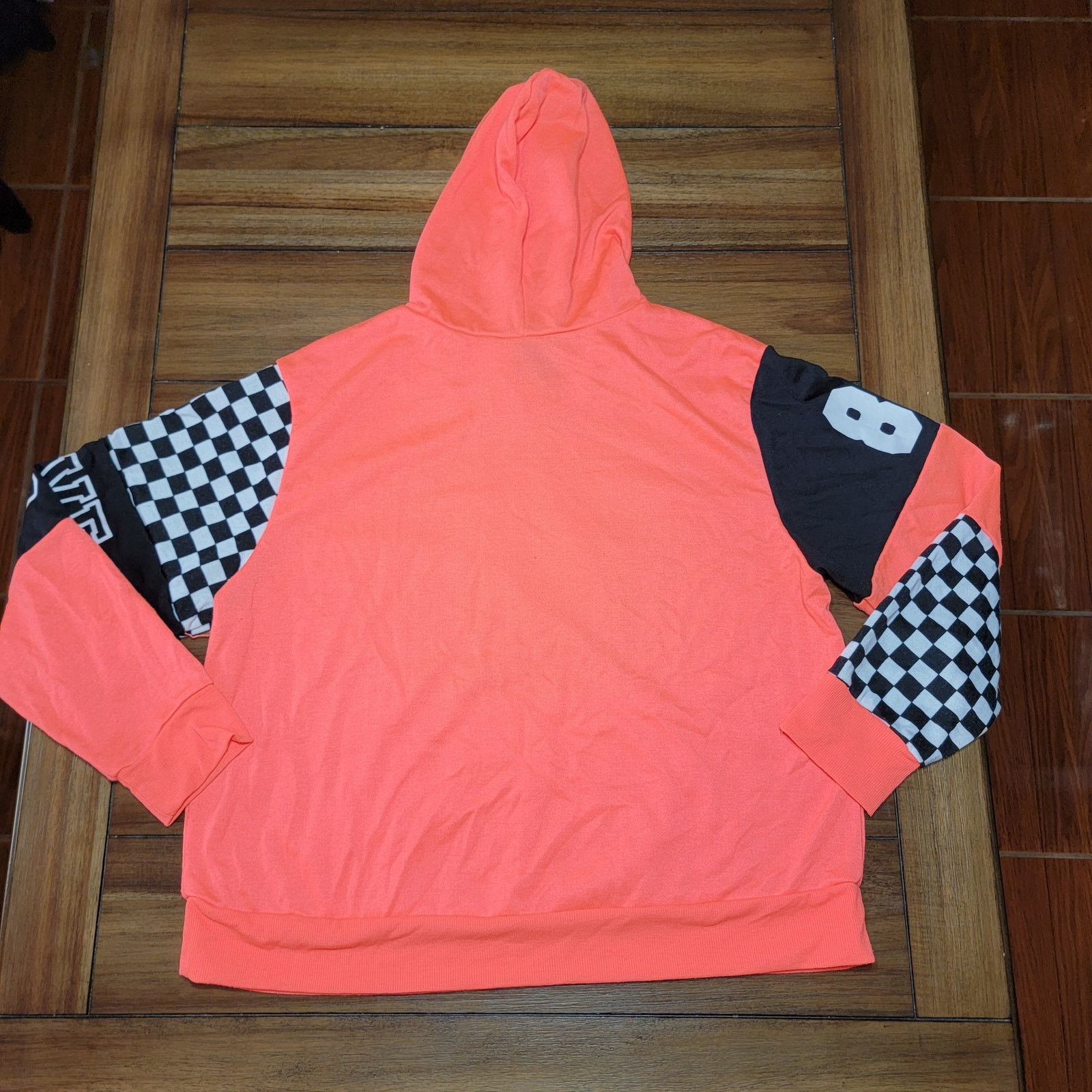 Other Justify LS Neon Orange Pullover Hoodie "86 Love" - Size 1X Size XL / US 12-14 / IT 48-50 - 4 Thumbnail