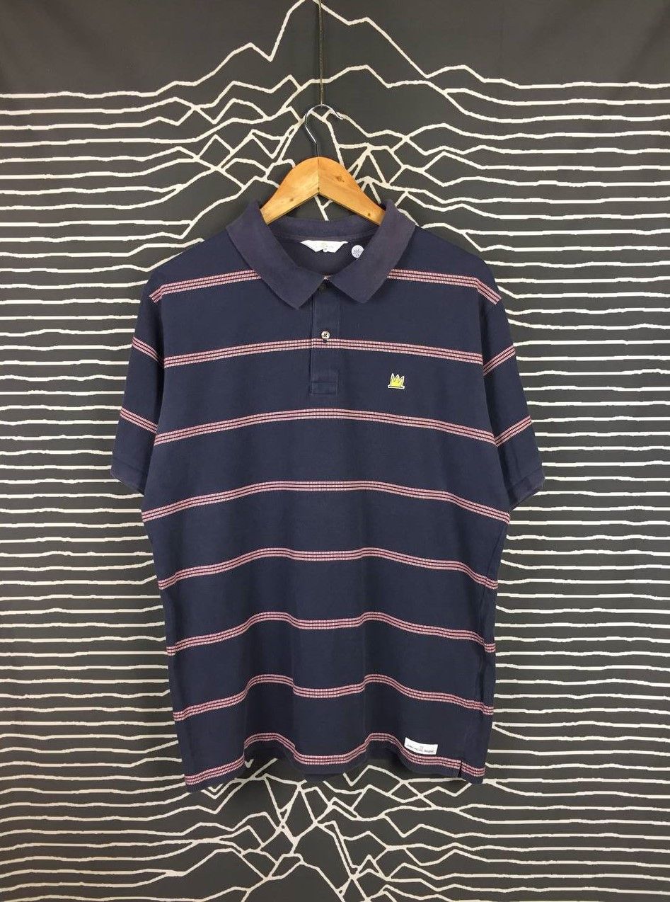 Jean-Michel Basquiat Uniqlo x Jean-Michel Basquiat Crown Logo Striped Polo Shirt Size US XL / EU 56 / 4 - 2 Thumbnail