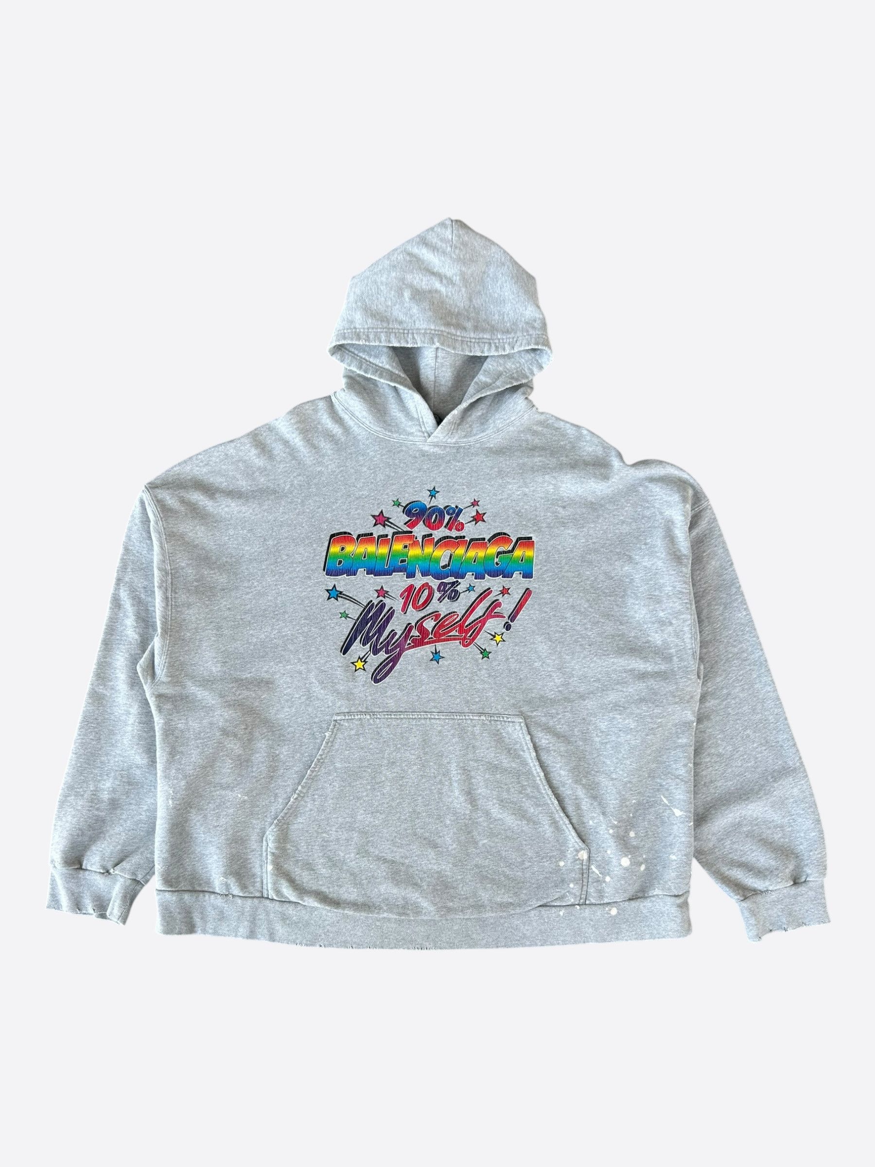Balenciaga Balenciaga Grey & Rainbow Graffiti Logo Hoodie Size US XXL / EU 58 / 5 - 1 Thumbnail