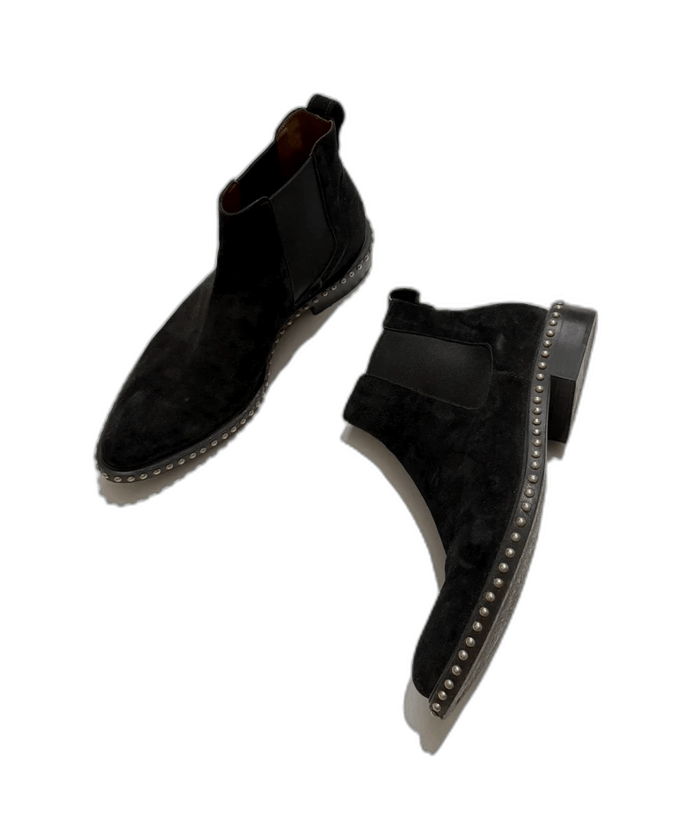 Givenchy Black Suede Chelsea Boots with Studs