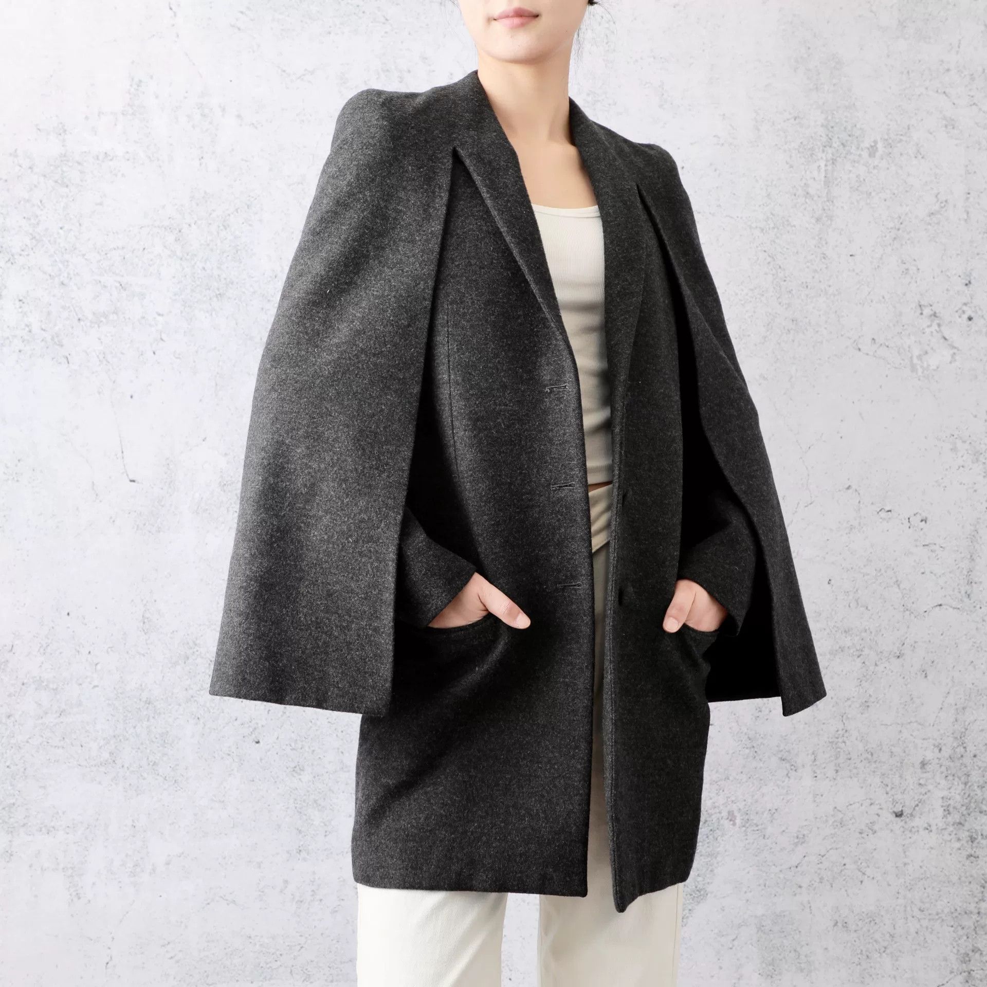 Givenchy Givenchy Dark Gray Cape Coat Size 36 Size XS / US 0-2 / IT 36-38 - 1 Thumbnail