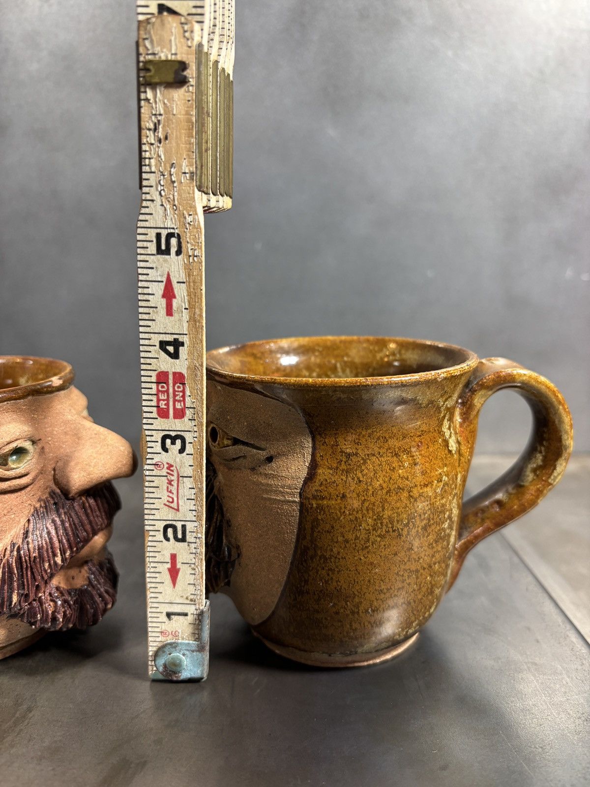 Vintage 1970s Stoneware Mugs Cobalt Pottery Canada Novelty Faces Cup Size ONE SIZE - 15 Thumbnail