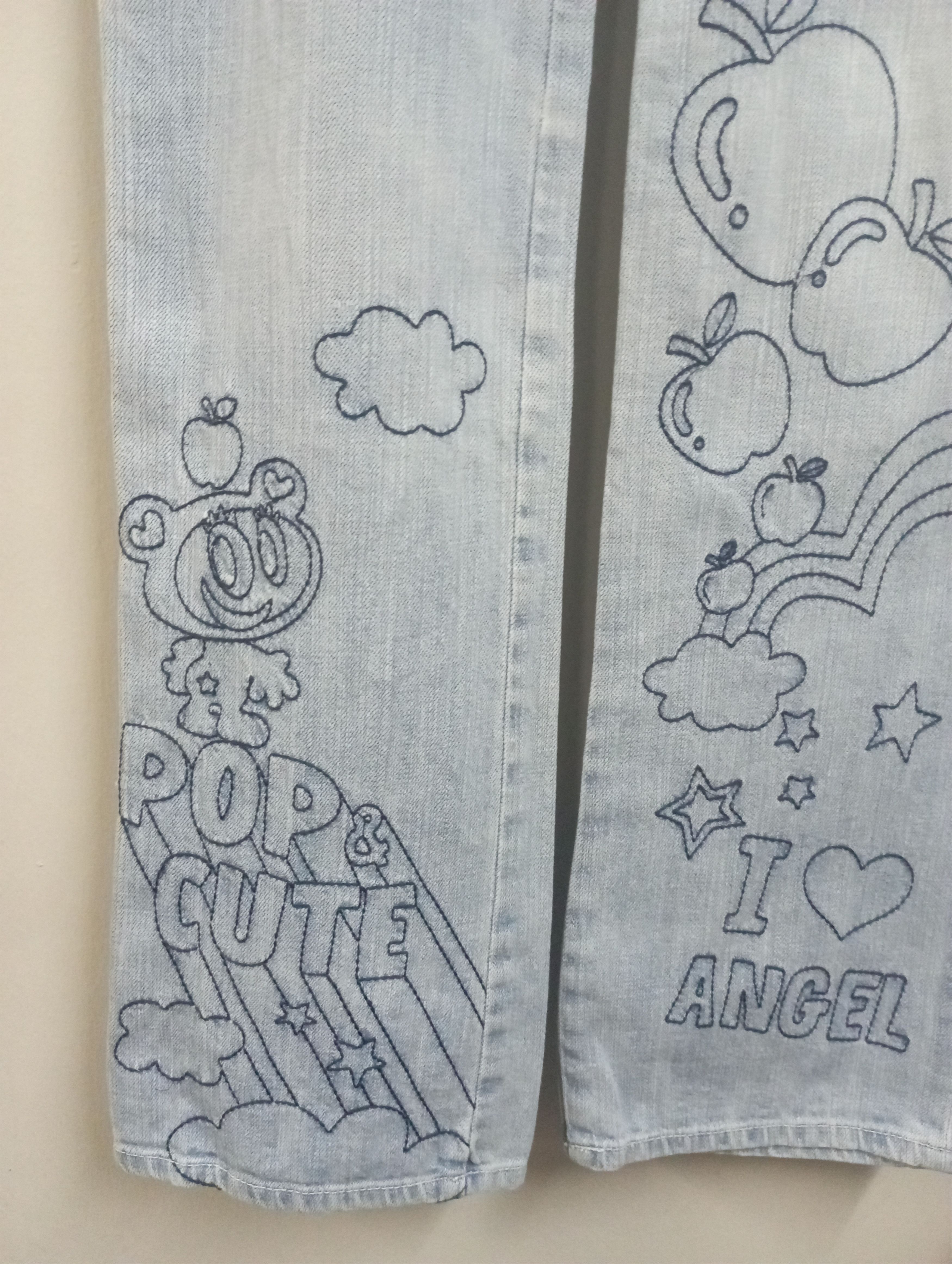 Angel Blue Vintage Embroidered Pop & Cute Angel Blue Jeans Size US 28 / EU 44 - 8 Thumbnail
