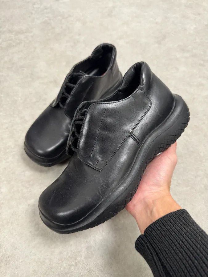 Prada AW1999 Prada Black Leather Lace-Up Vibram Sole Low Boots Size US 5.5 / IT 35.5 - 1 Thumbnail