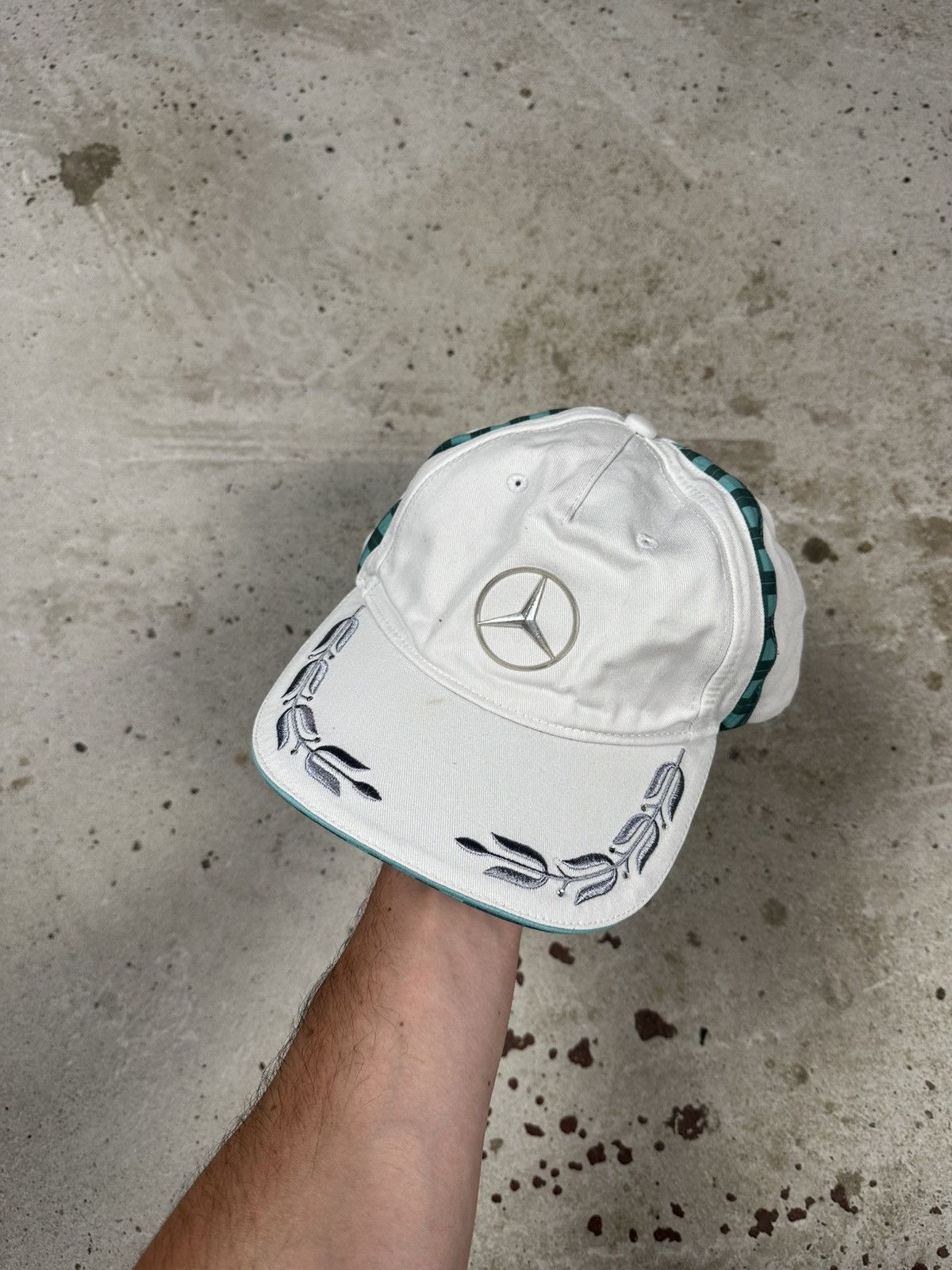 Mercedes-Benz Vintage Y2K Mercedes Benz White Racing Hat F1 Cap Size ONE SIZE - 3 Thumbnail