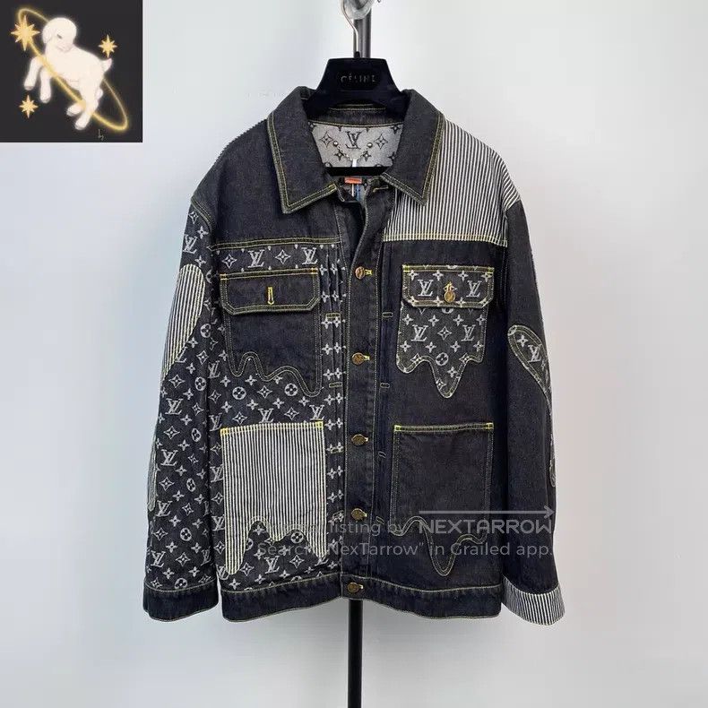 Louis Vuitton Louis Vuitton Blue denim jacket with full logo patchwork j Size US S / EU 44-46 / 1 - 1 Thumbnail