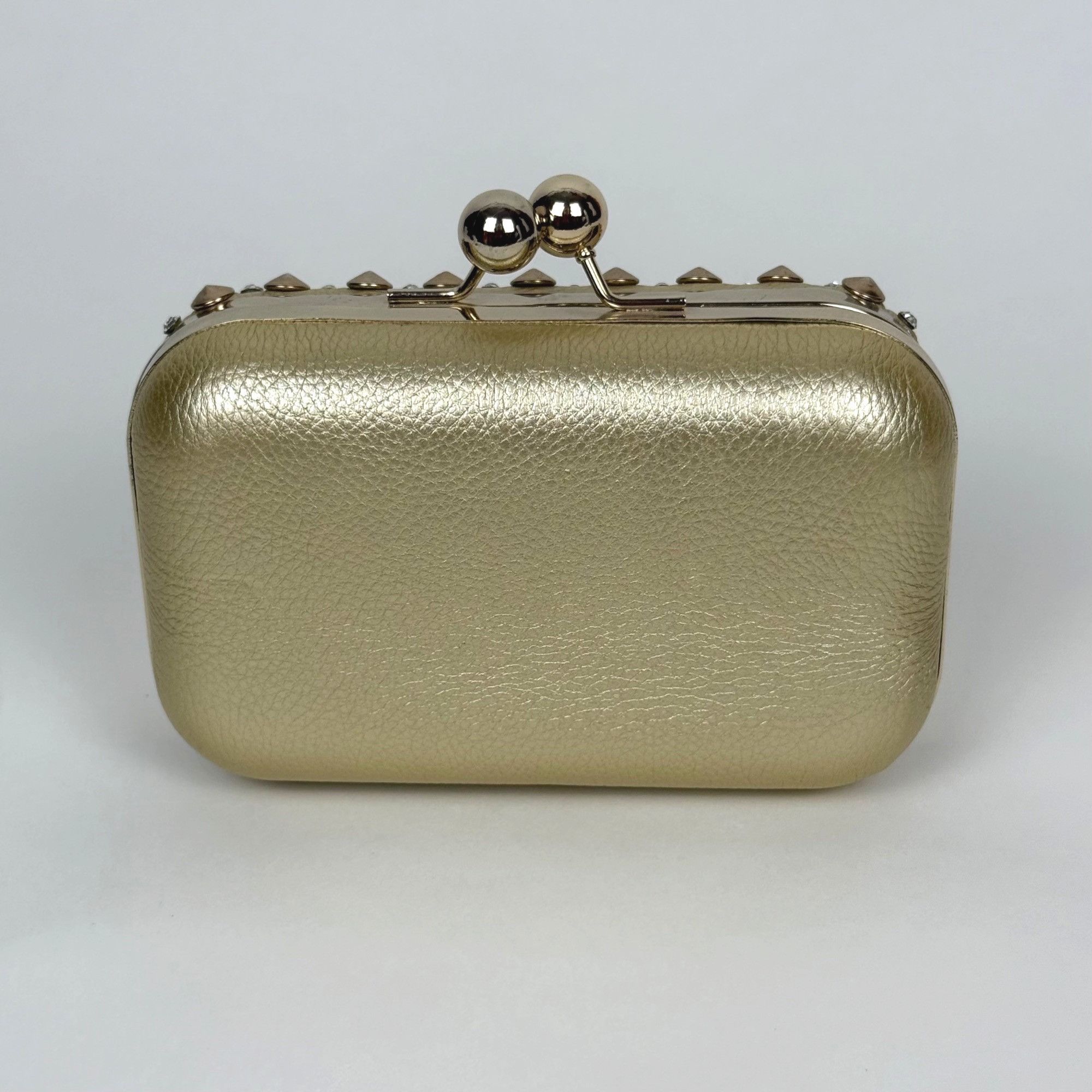 Other Gold Studded Rhinestone Clutch Evening Bag Edgy Sparkly Form Size ONE SIZE - 7 Thumbnail