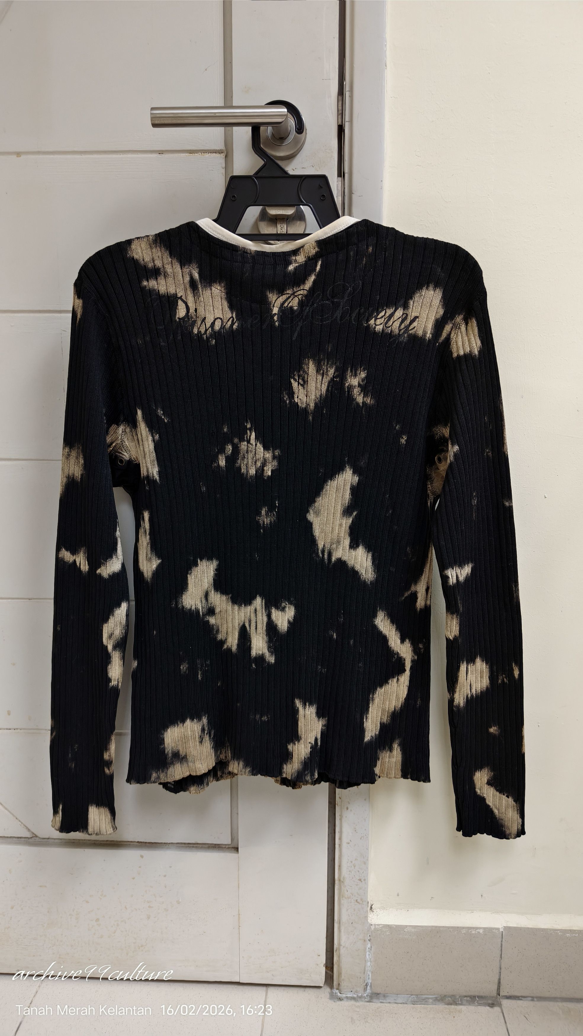 In The Attic AW2000 Bleached Grunge Lace-Up Ribbed Knit Sweater Size US M / EU 48-50 / 2 - 2 Thumbnail