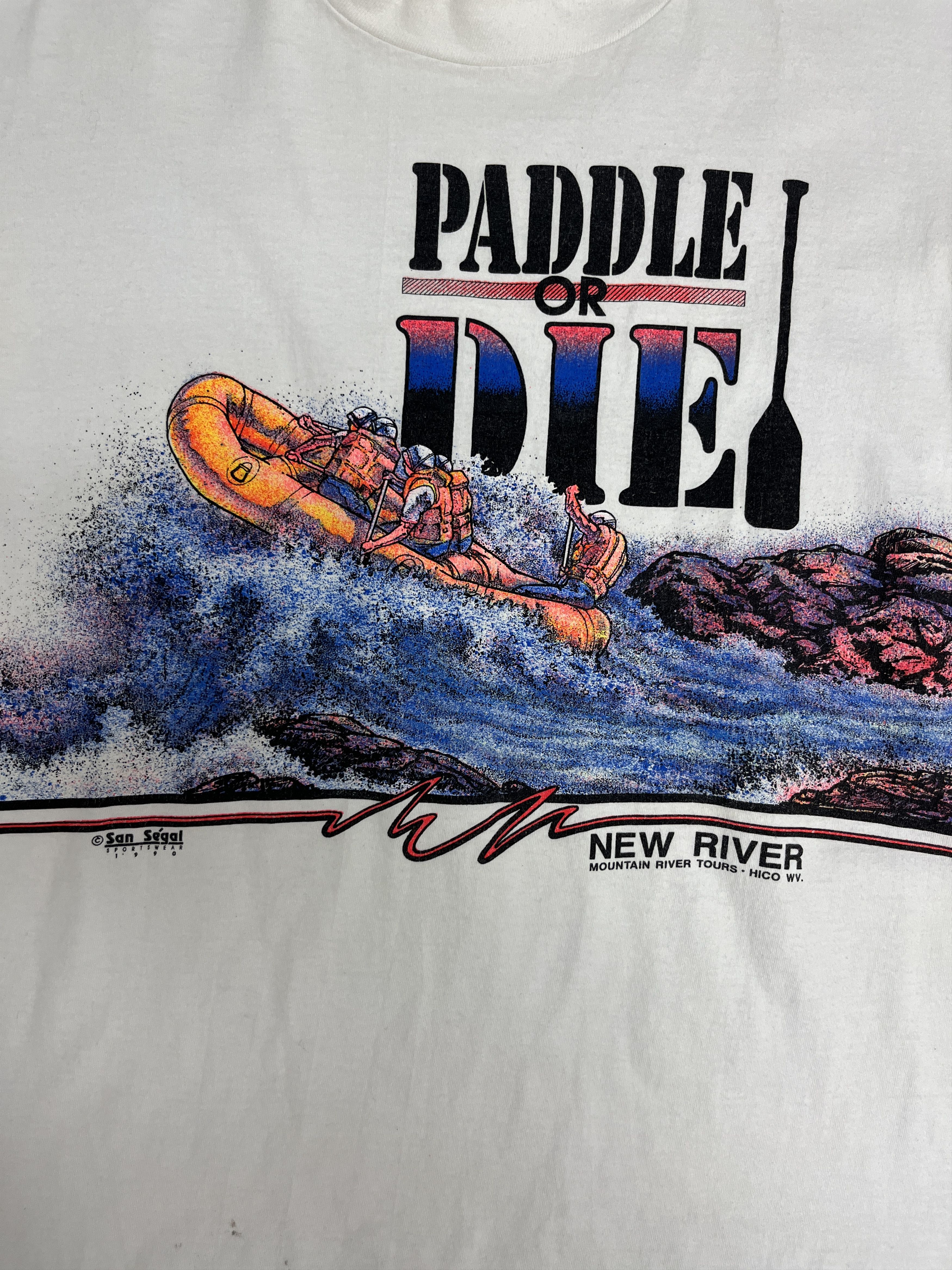 Vintage New River Hico, West Virginia Paddle or Die Vintage T-Shirt Size US L / EU 52-54 / 3 - 2 Thumbnail