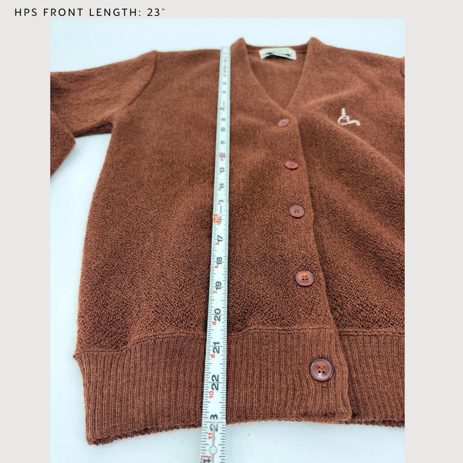 Del Toro Vintage Toroy Mohair Cardigan Brown Wool Knit Size L / US 10 / IT 46 - 7 Thumbnail
