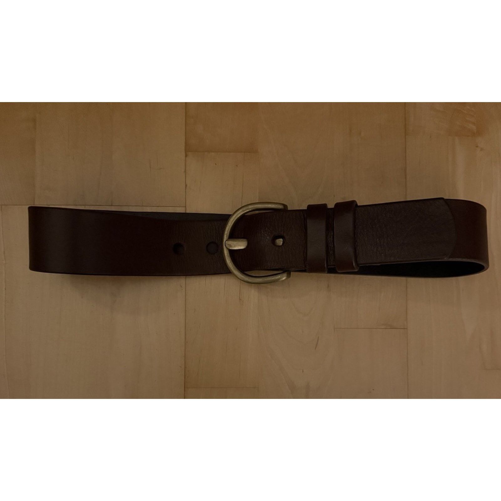 Other VTG JF Brown Leather Belt Brass Buckle 30 Size ONE SIZE - 1 Thumbnail