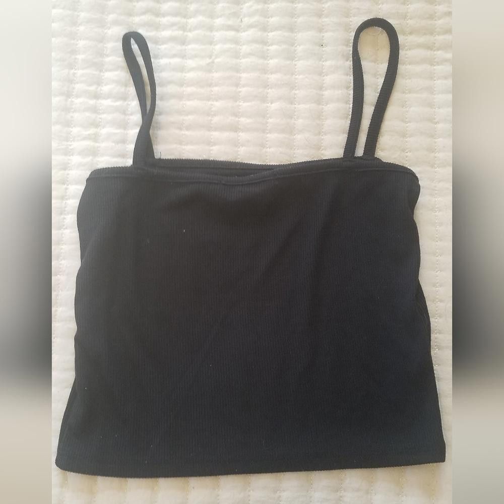 Designer Brandy Melville Black Crop Top Size ONE SIZE - 2 Thumbnail